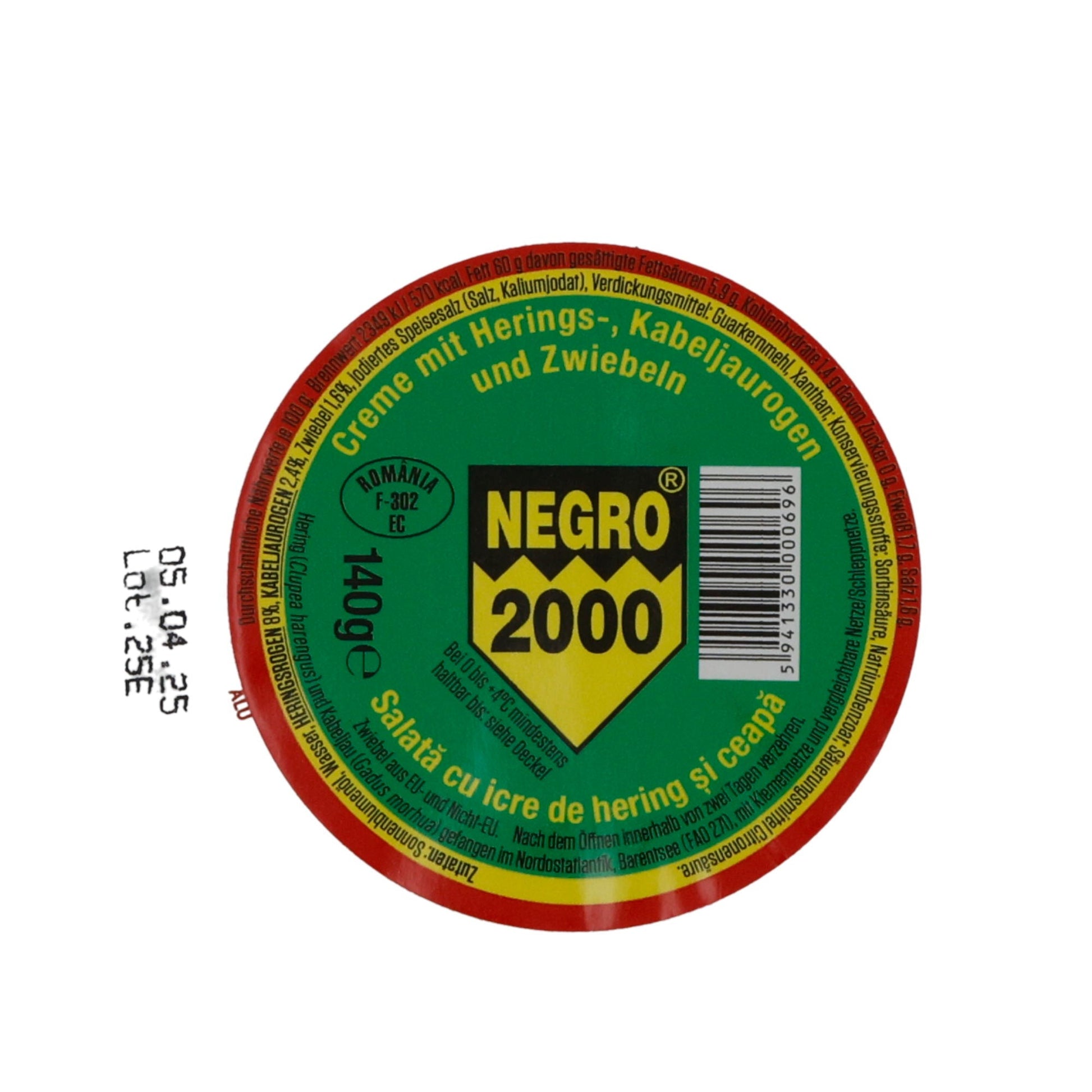 Heringsrogen-Aufstrich Negro 2000 Salată cu Icre de Hering și Ceapă | Aufstrich | Mit Zwiebeln | 140 g NEGRO