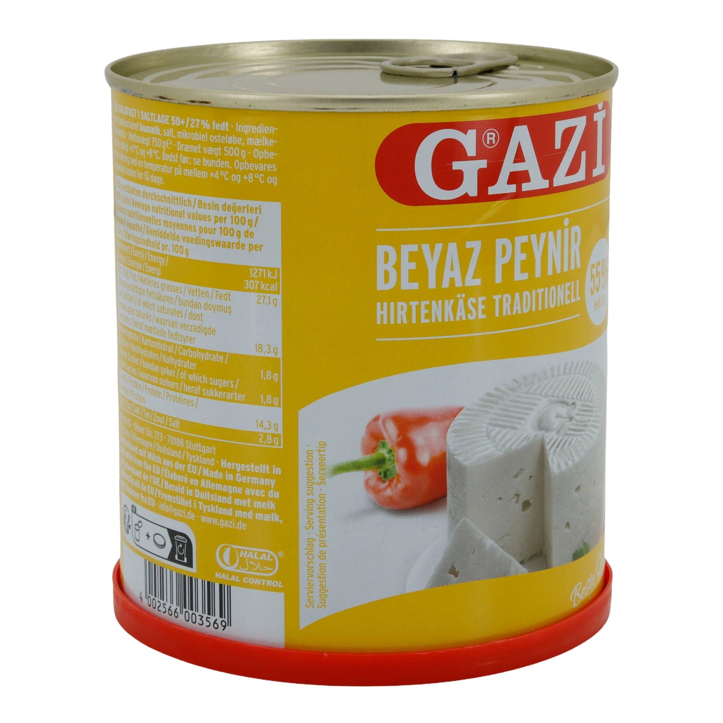 Hirtenkäse Gazi Beyaz Peynir | Käse | Traditioneller Hirtenkäse mit 55 % Fett i. Tr. in Salzlake | 750 g