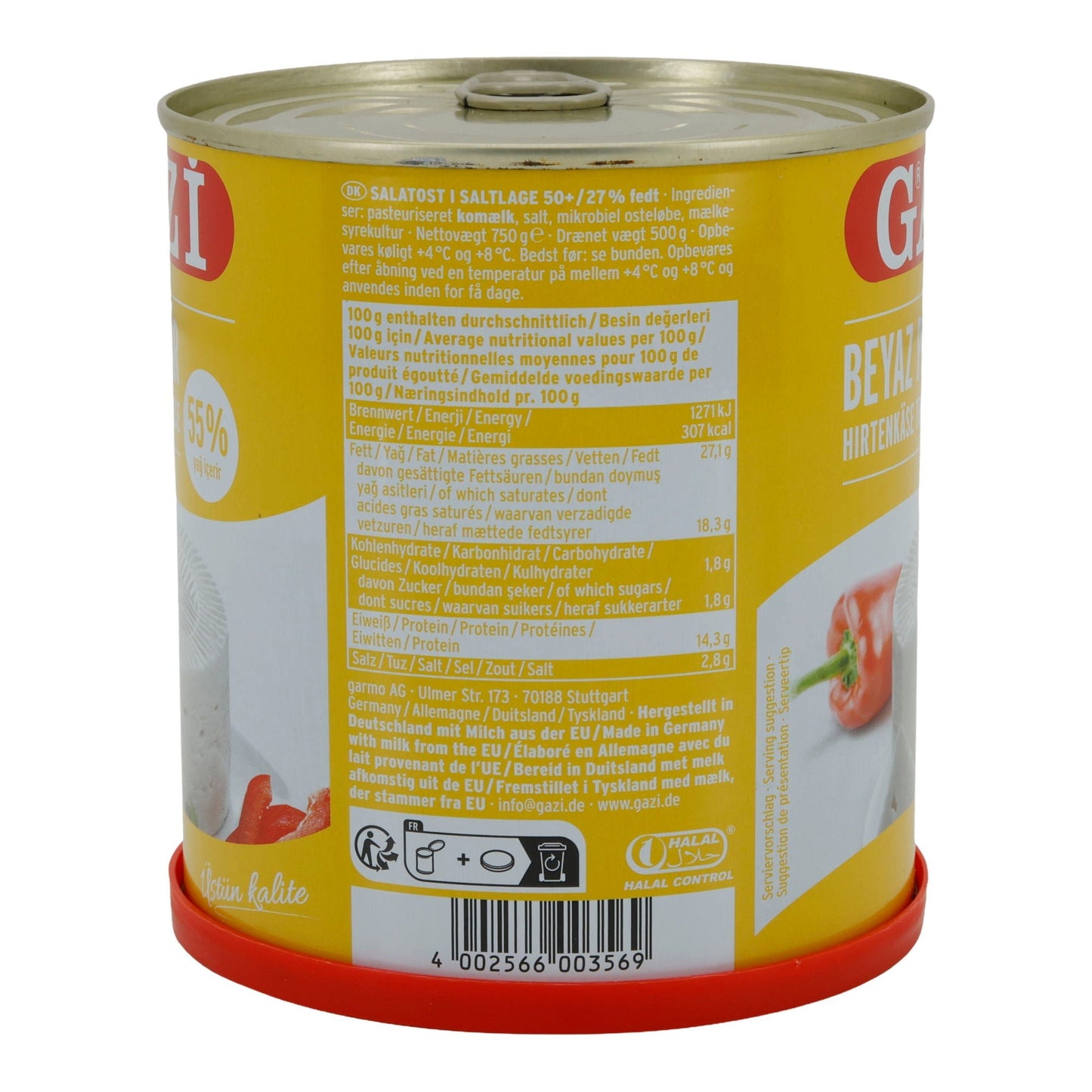 Hirtenkäse Gazi Beyaz Peynir | Käse | Traditioneller Hirtenkäse mit 55 % Fett i. Tr. in Salzlake | 750 g