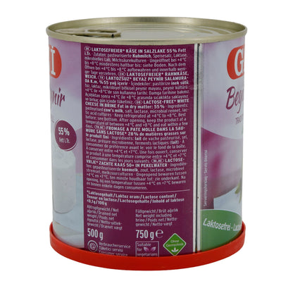 Hirtenkäse Gazi Beyaz Peynir Laktosefrei | Hirtenkäse in Salzlake | Traditionell, laktosefrei, 55 % Fett i. Tr. | 750 g