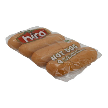 Hot Dog Brötchen Hira | Backwaren | 4 weiche vegetarische Hotdog-Buns ohne Palmöl | 250 g