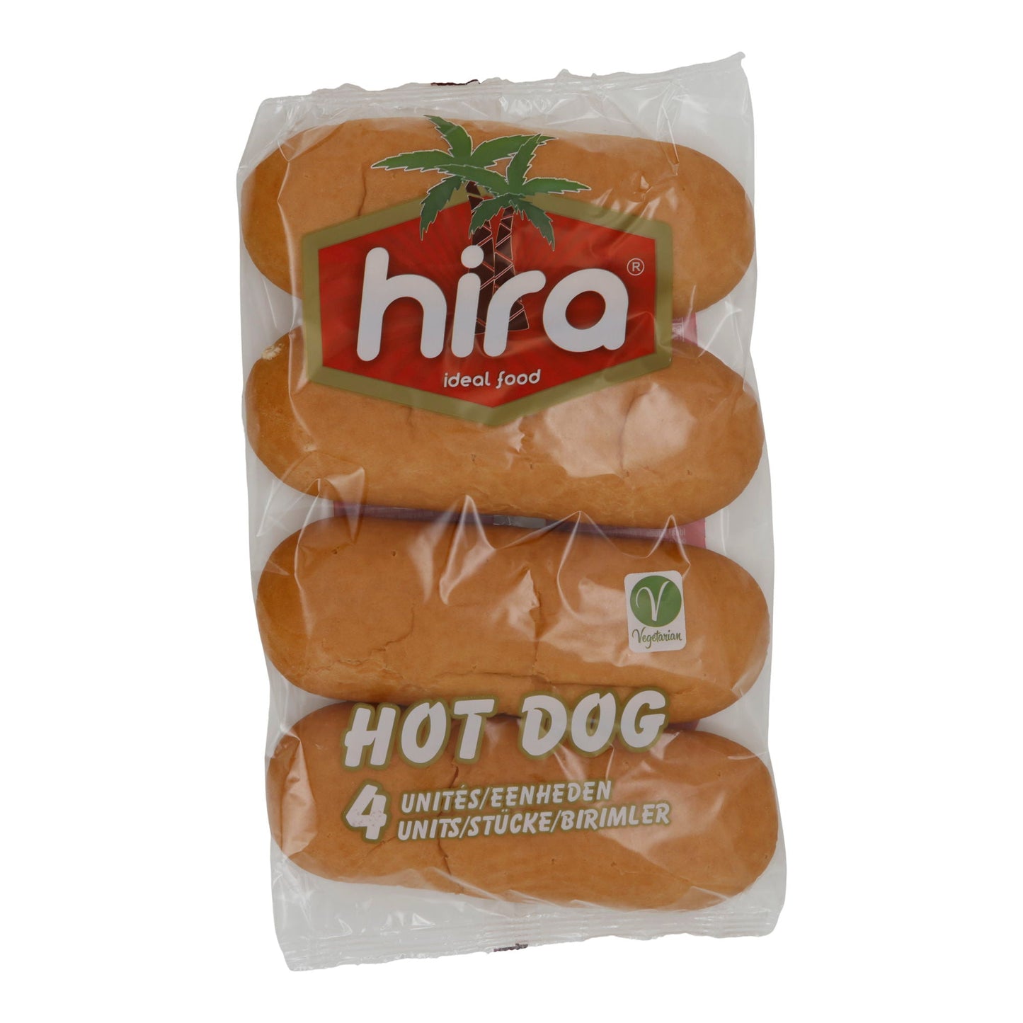 Hot Dog Brötchen Hira | Backwaren | 4 weiche vegetarische Hotdog-Buns ohne Palmöl | 250 g