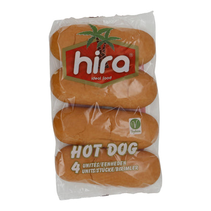 Hot Dog Brötchen Hira | Backwaren | 4 weiche vegetarische Hotdog-Buns ohne Palmöl | 250 g