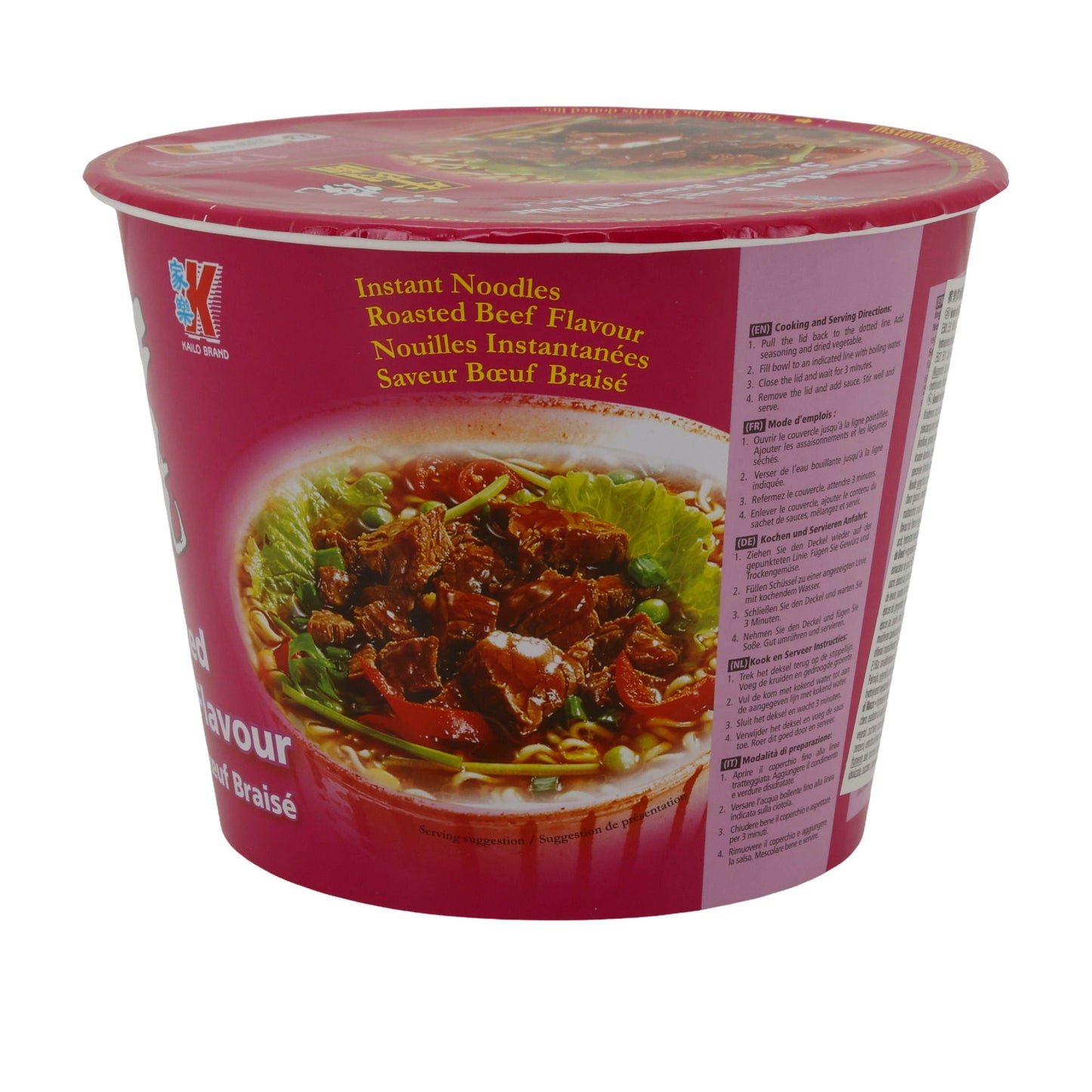 Instant-Nudeln Kailo Brand | Beef Flavour | Mit Roasted-Beef-Geschmack im Becher | 120 g