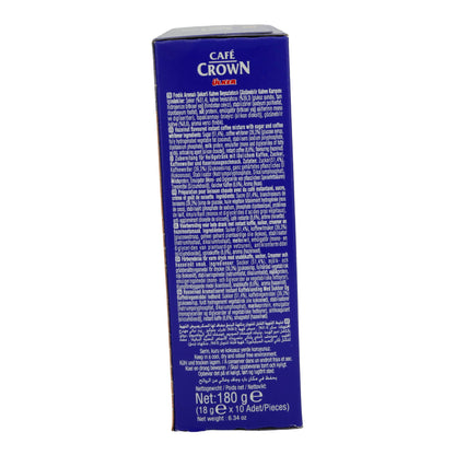 Caffè istantaneo Ülker | Café Crown 3in1 Nocciola | Con latte in polvere e zucchero, confezione da 10 | 180 g