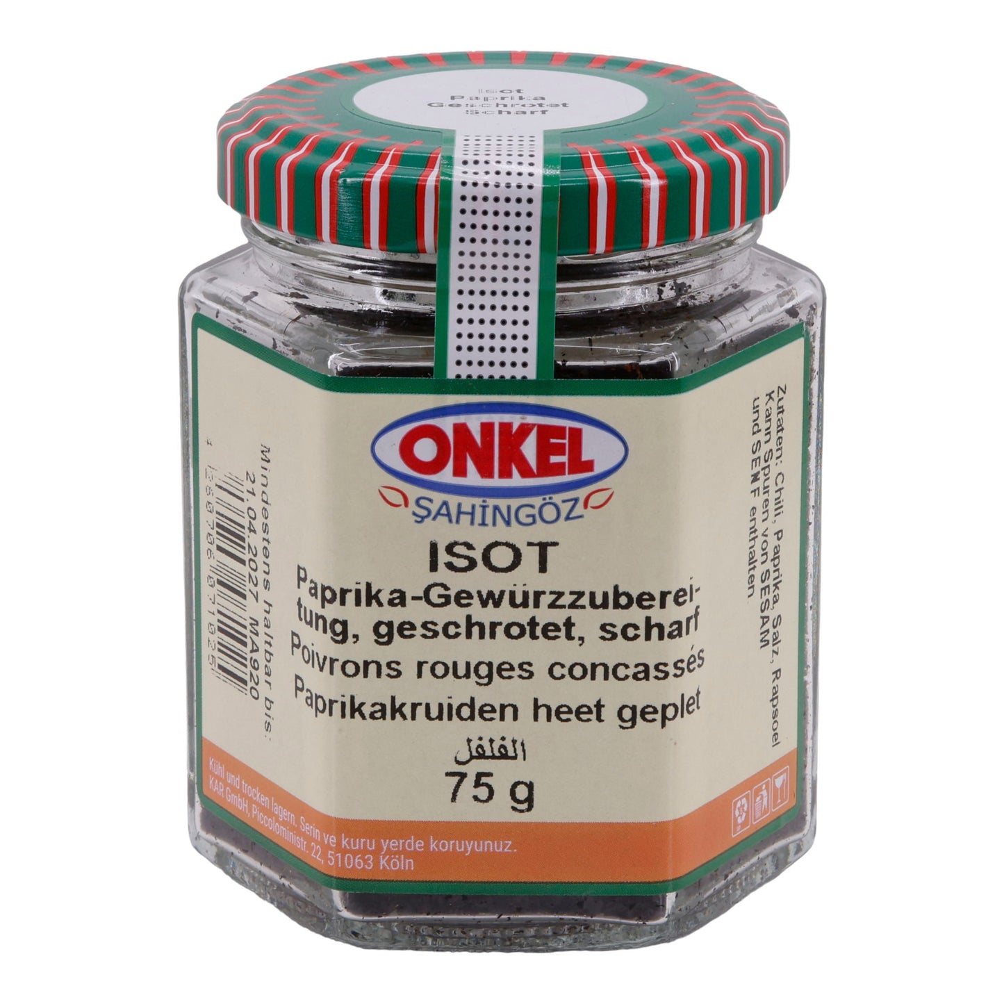 Isot Onkel Şahingöz | Paprika-Gewürzzubereitung | Geschrotet, scharf | 75 g