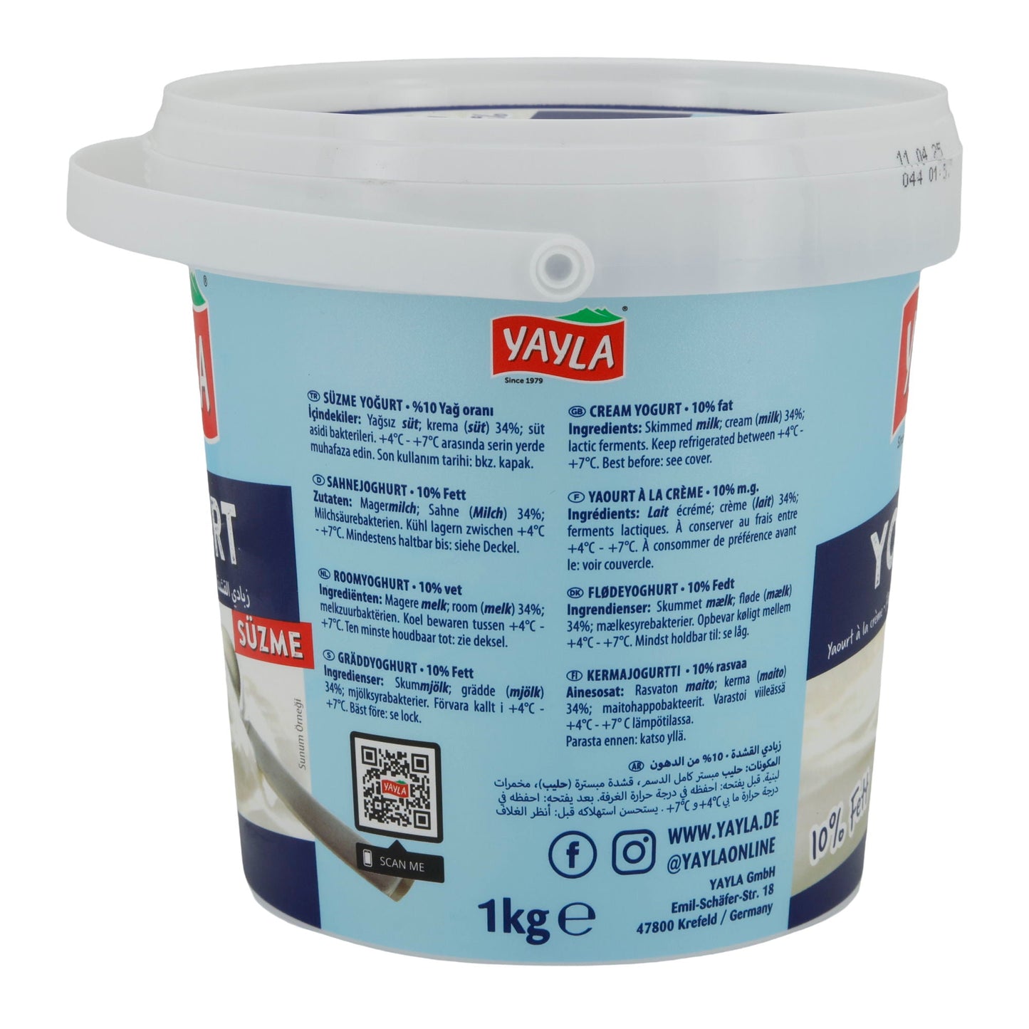 Joghurt Yayla Naturjoghurt | Joghurt | Cremig mit 10 % Fett | 1 kg