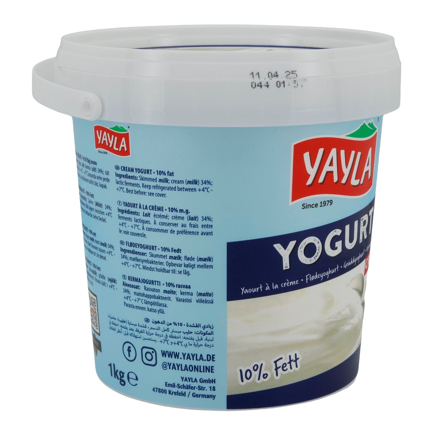 Joghurt Yayla Naturjoghurt | Joghurt | Cremig mit 10 % Fett | 1 kg