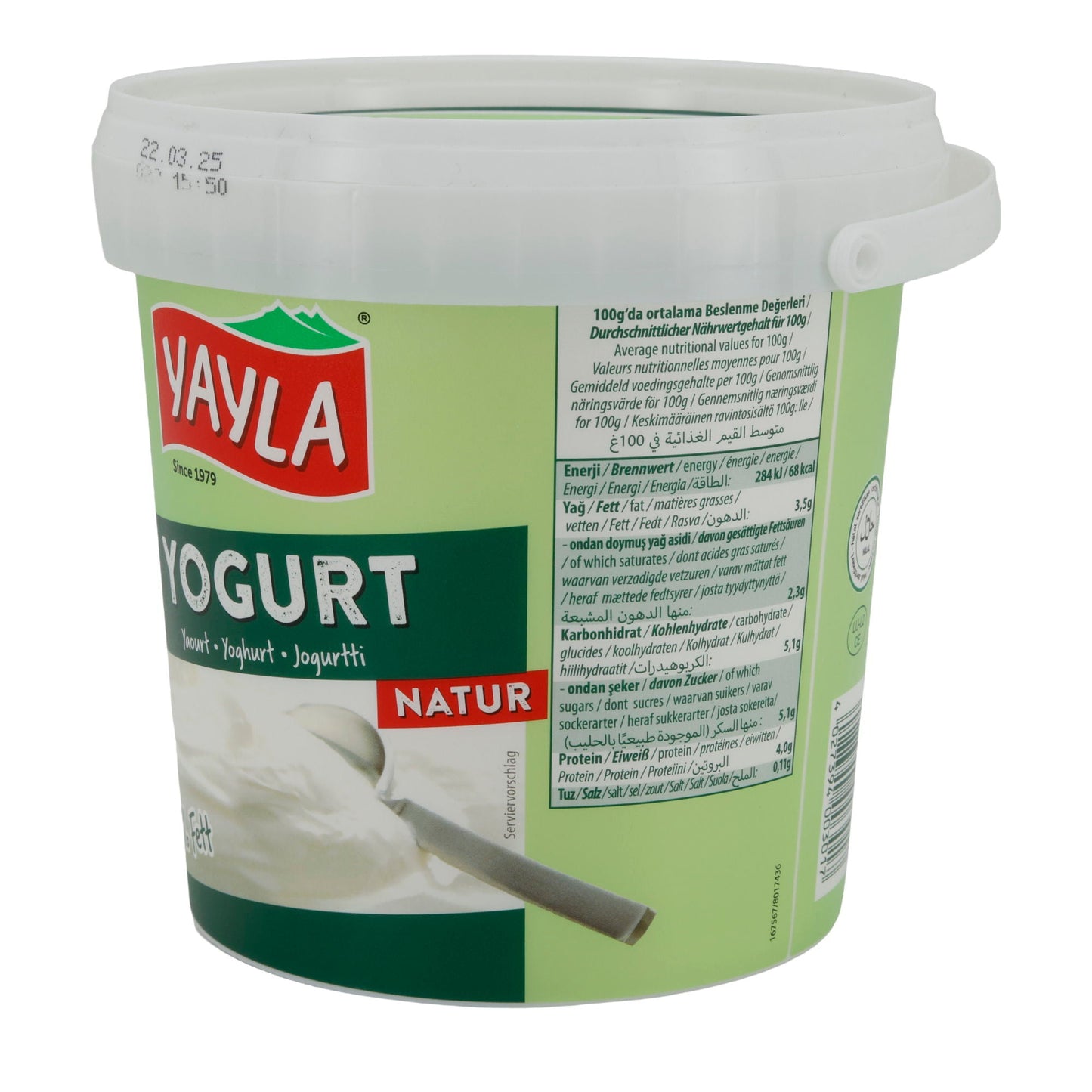 Joghurt Yayla Naturjoghurt | Joghurt | Cremig mit 3,5 % Fett | 1 kg