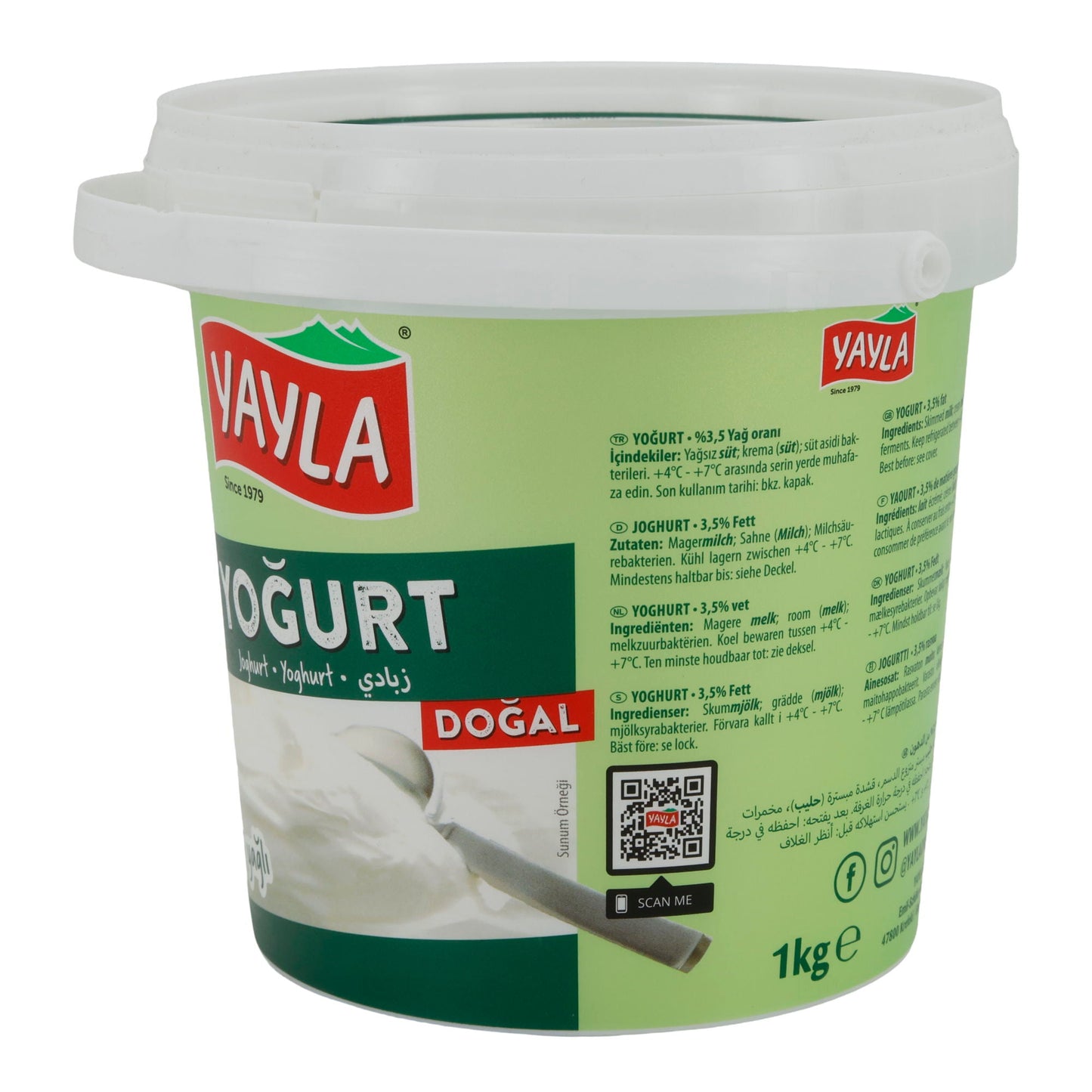 Joghurt Yayla Naturjoghurt | Joghurt | Cremig mit 3,5 % Fett | 1 kg