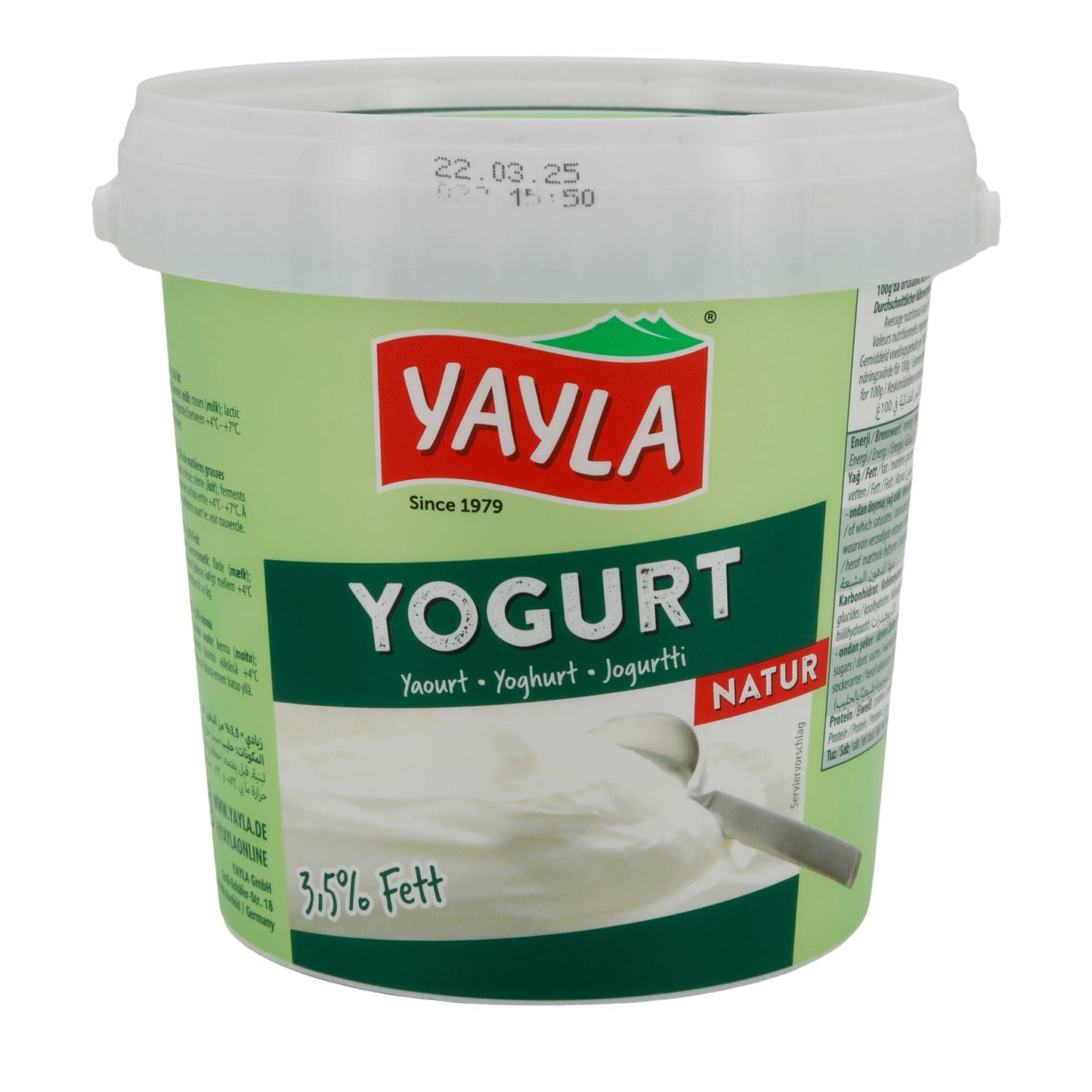 Joghurt Yayla Naturjoghurt | Joghurt | Cremig mit 3,5 % Fett | 1 kg