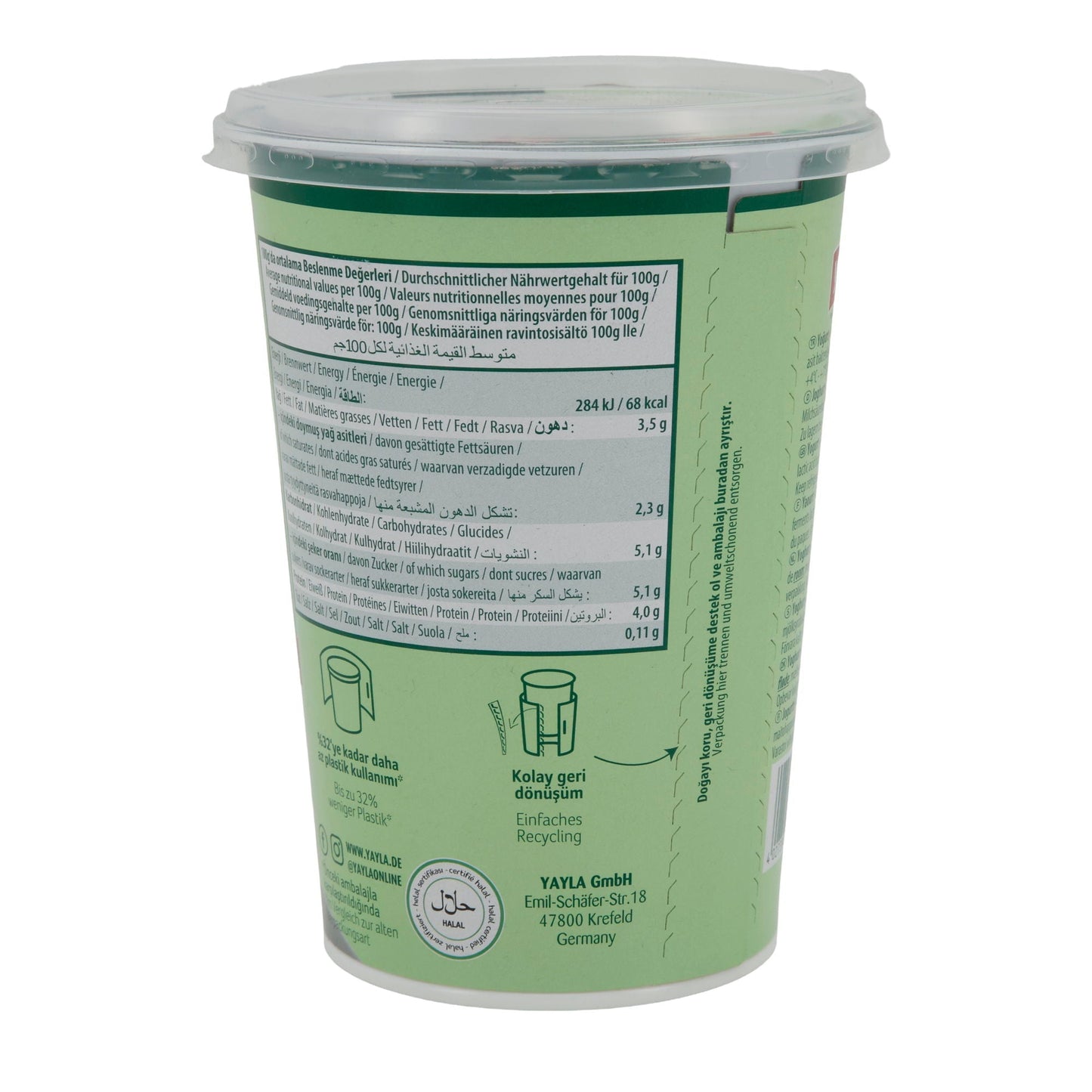 Joghurt Yayla Naturjoghurt | Joghurt | Cremig mit 3,5 % Fett | 500 g YAYLA