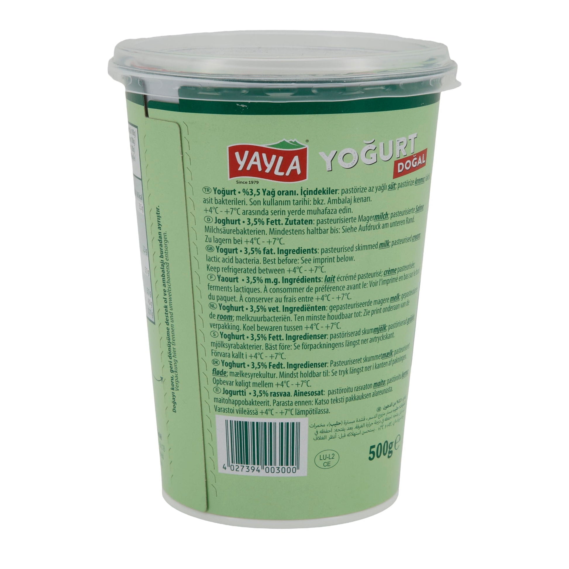 Joghurt Yayla Naturjoghurt | Joghurt | Cremig mit 3,5 % Fett | 500 g YAYLA