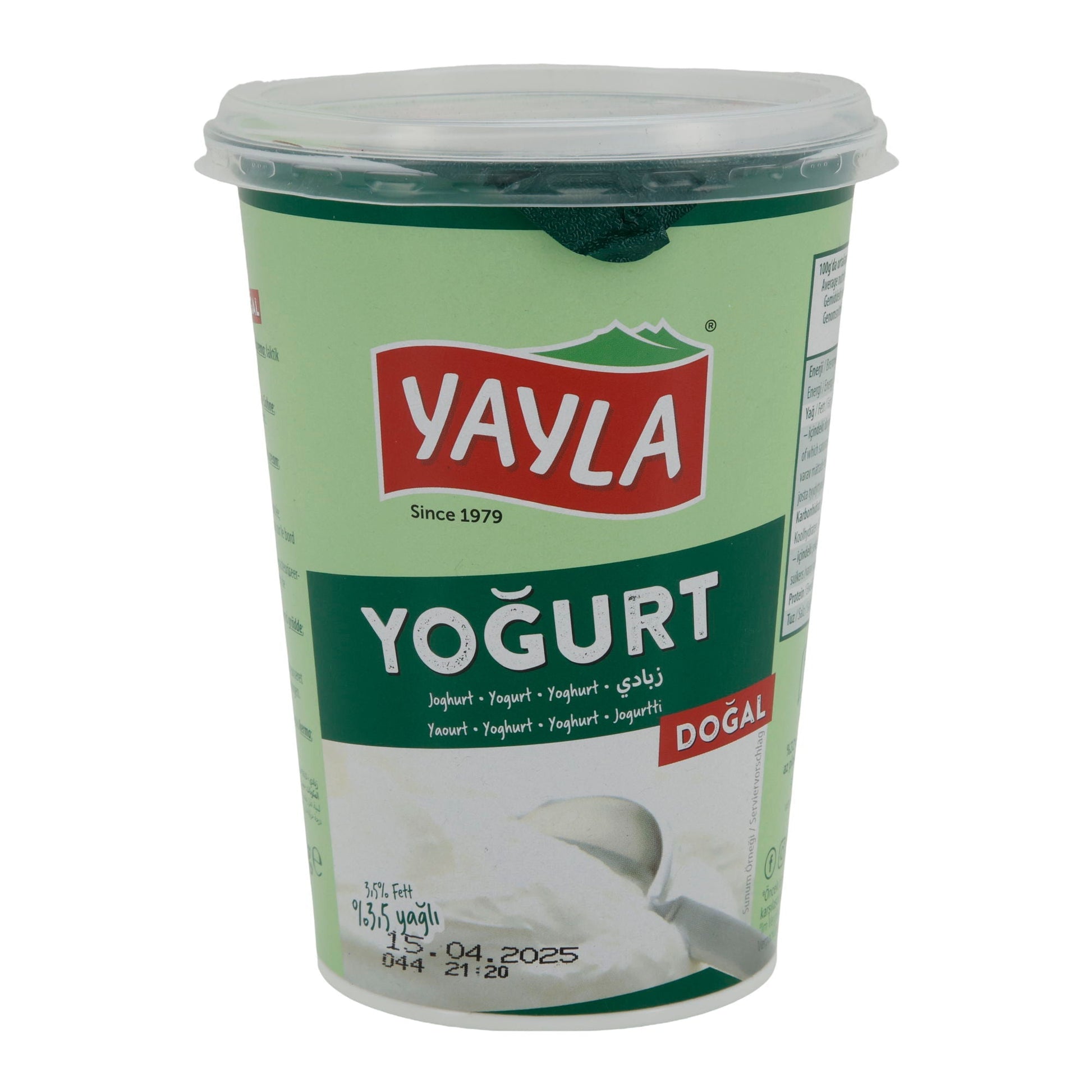 Joghurt Yayla Naturjoghurt | Joghurt | Cremig mit 3,5 % Fett | 500 g YAYLA