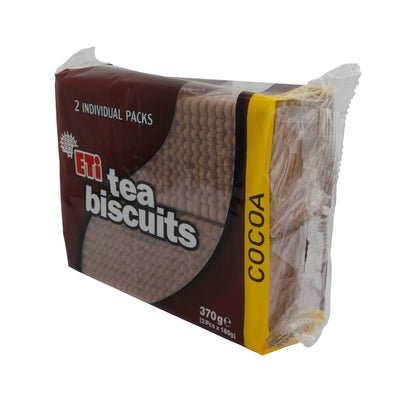 Kakaokekse ETi Tea Biscuits Cocoa | Gebäck | Weizenmehlkekse mit Kakaogeschmack im 2er Pack | 370 g ETI