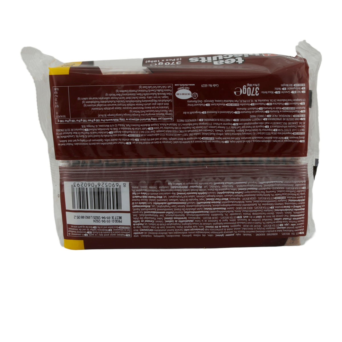 Kakaokekse ETi Tea Biscuits Cocoa | Gebäck | Weizenmehlkekse mit Kakaogeschmack im 2er Pack | 370 g