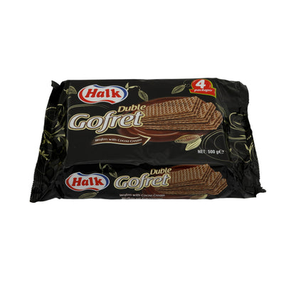 Kakaowaffeln Halk Duble Gofret | Waffel | con crema al cacao in confezione da 4 | 500 g