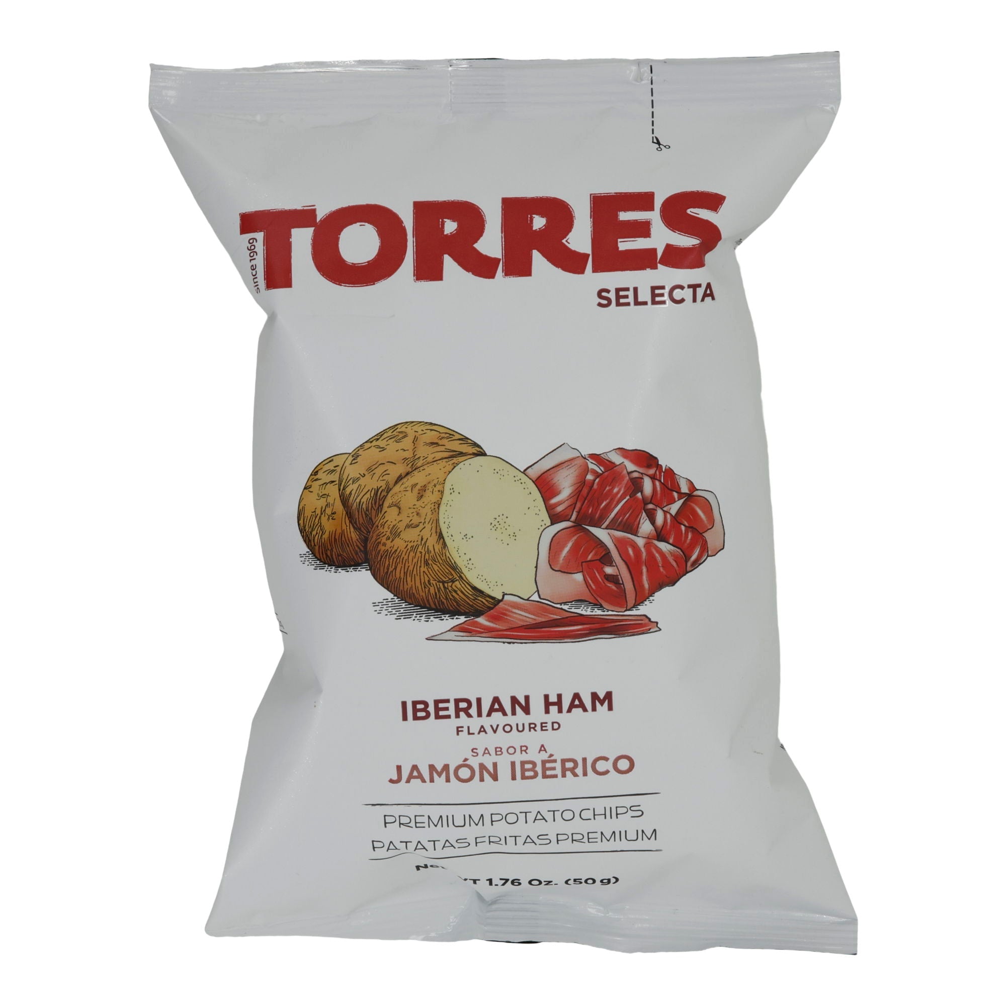 Kartoffelchips Torres | Iberico Schinken Geschmack | Premiumqualität, aromatisiert | 50 g Silca