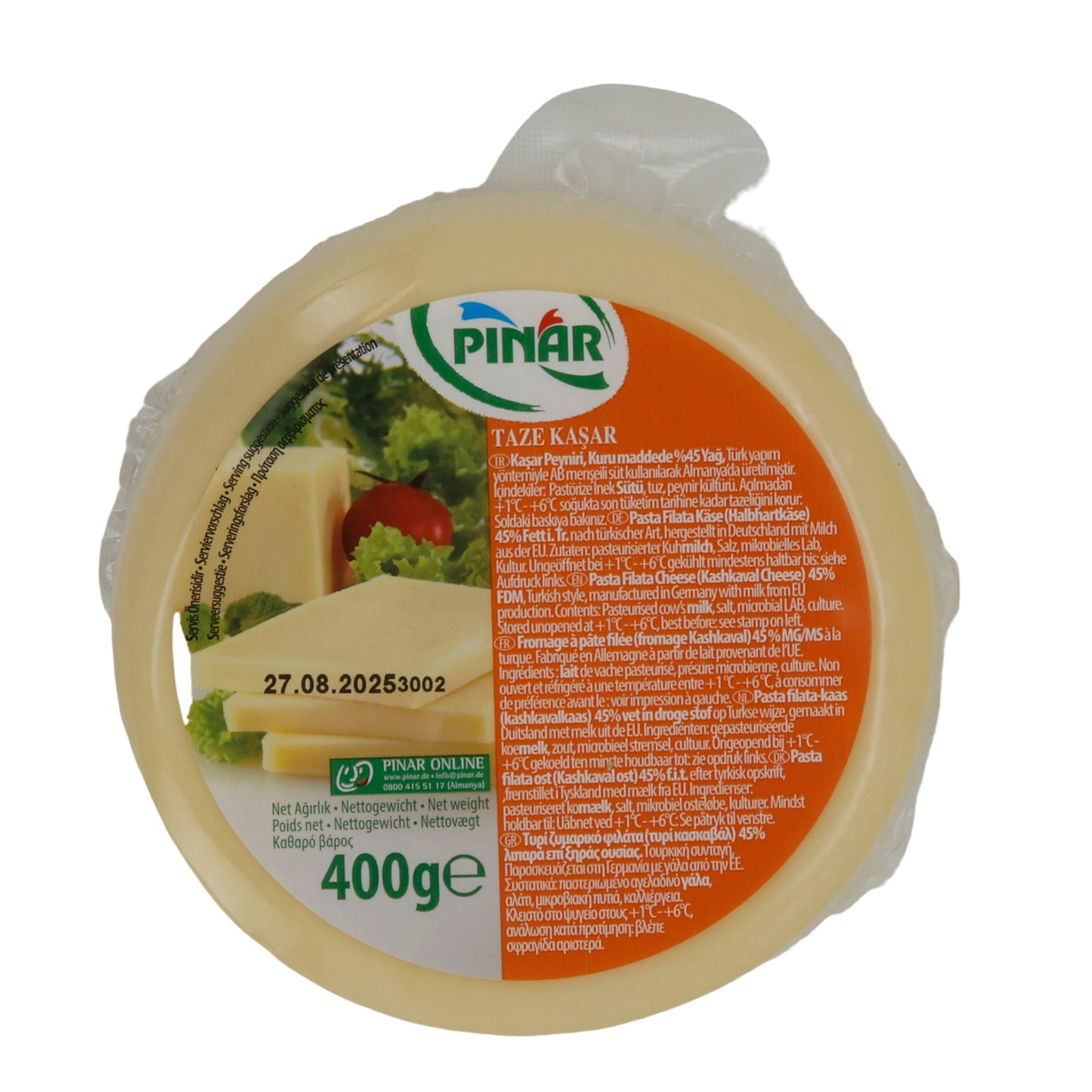 Kaschkaval-Käse Pınar Taze Kaşar | Käse | Milder türkischer Kaschkaval-Käse | 400 g