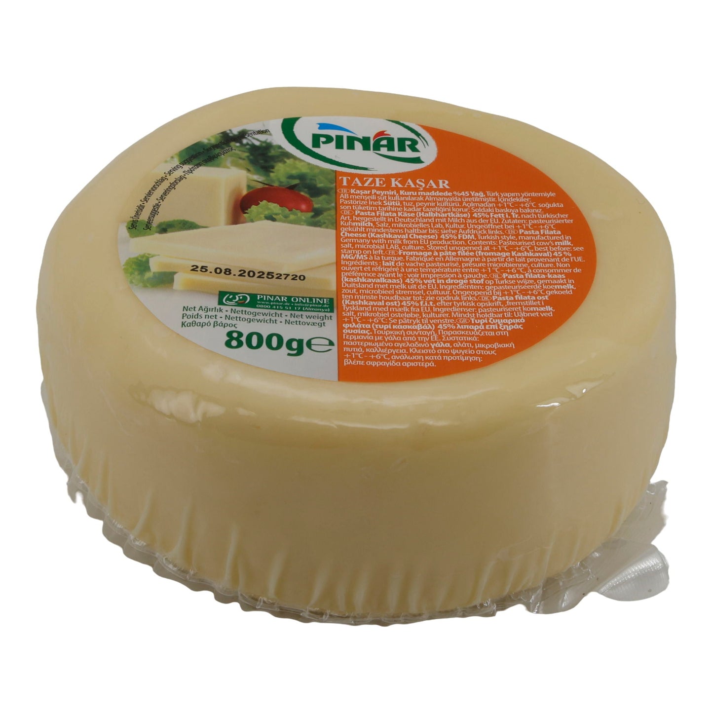 Kaschkaval-Käse Pınar Taze Kaşar | Käse | Milder türkischer Kaschkaval-Käse | 800 g