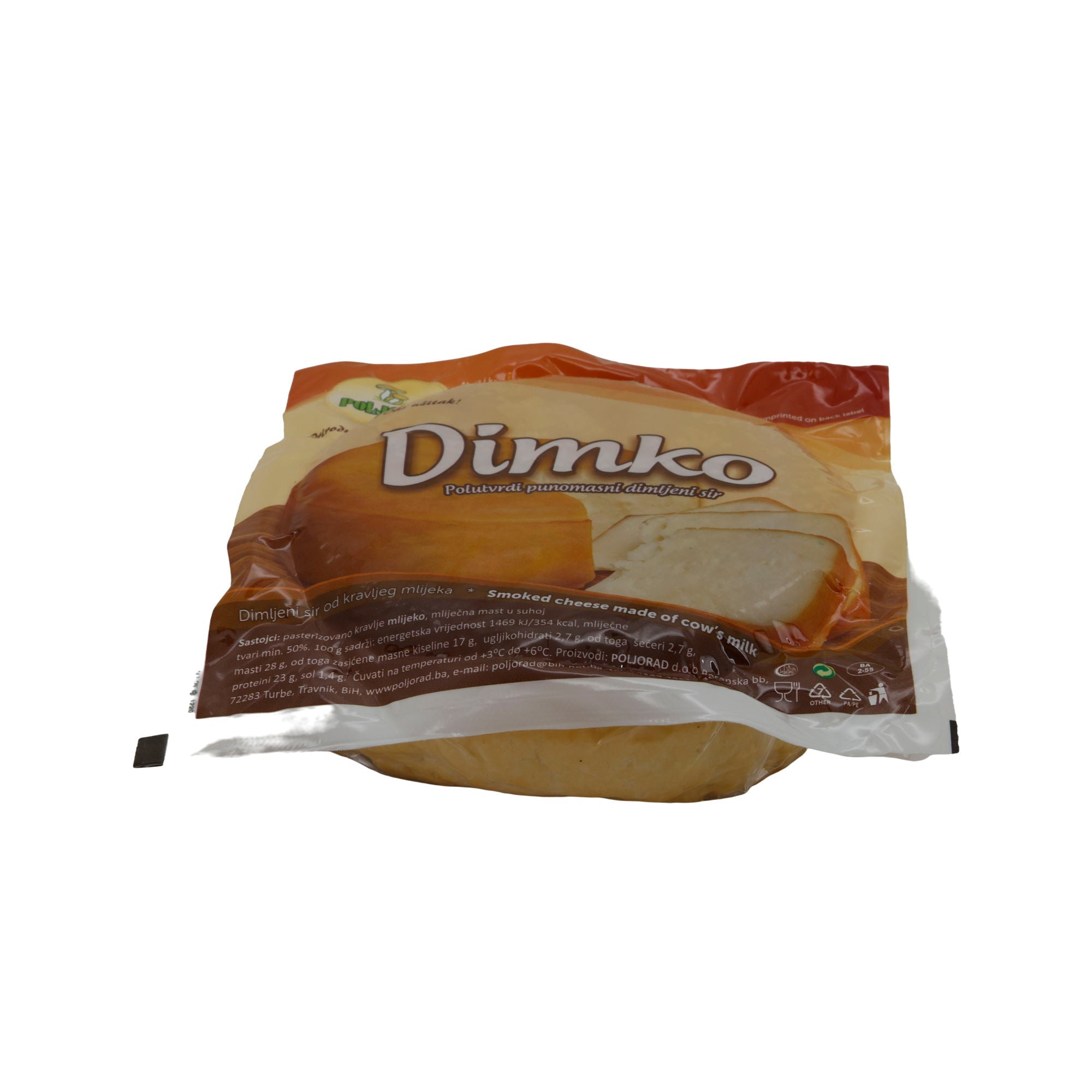 Käse Dimko geräucherter Käse | Halbfest | Milder Rauchgeschmack | 400 g POLJORAD