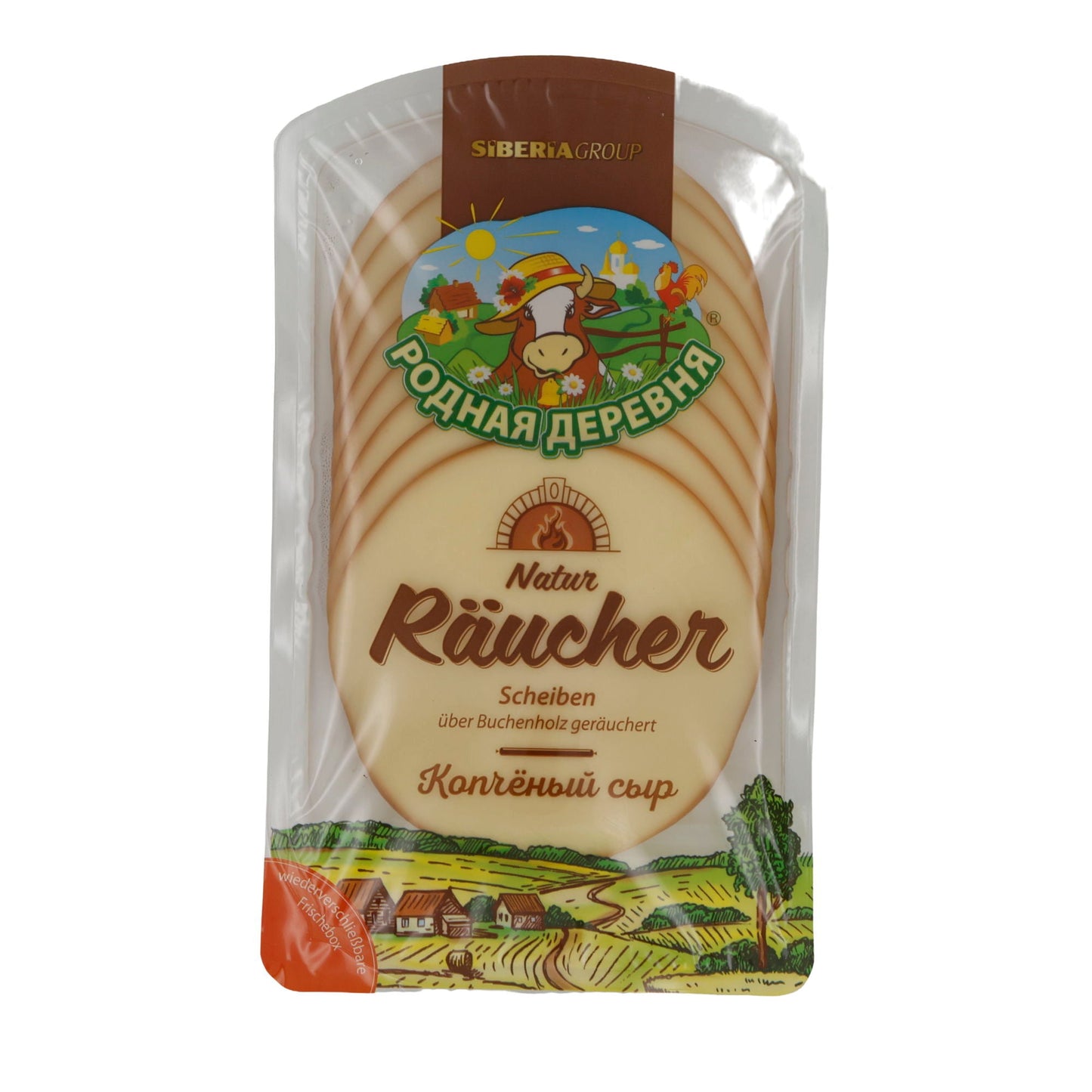 Käse Rodnaya Derevnya Natur Räucher Käse | Käse | Geräucherte Käsescheiben | 160 g