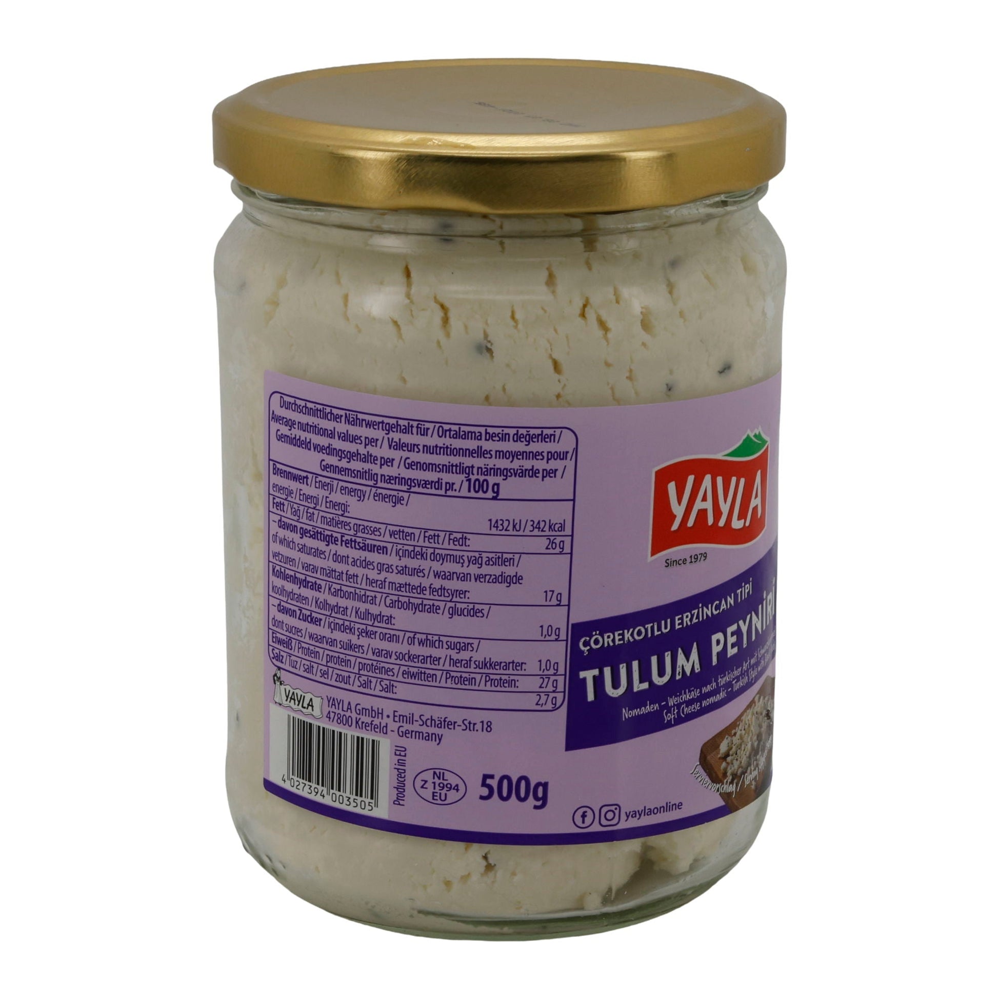 Käse Yayla Tulum Peyniri mit Schwarzkümmel | Türkisch | Weichkäse | 500 g YAYLA