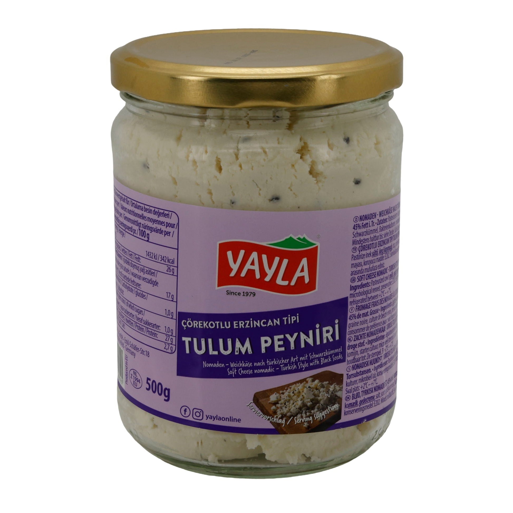 Käse Yayla Tulum Peyniri mit Schwarzkümmel | Türkisch | Weichkäse | 500 g YAYLA