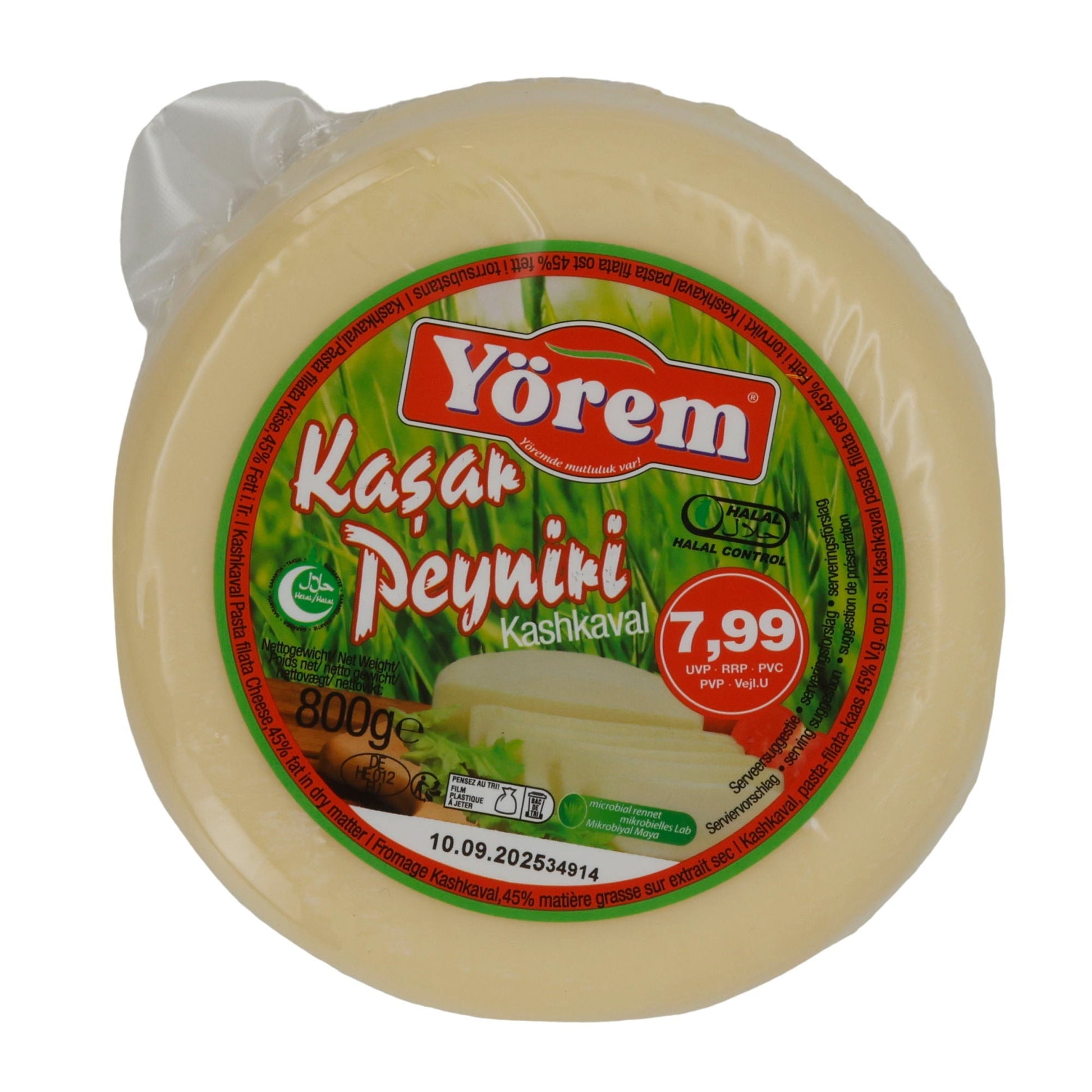 Käse Yörem Kaşar Peyniri | Halbfester türkischer Käse | 45 % Fett i. Tr. | 800 g YOEREM