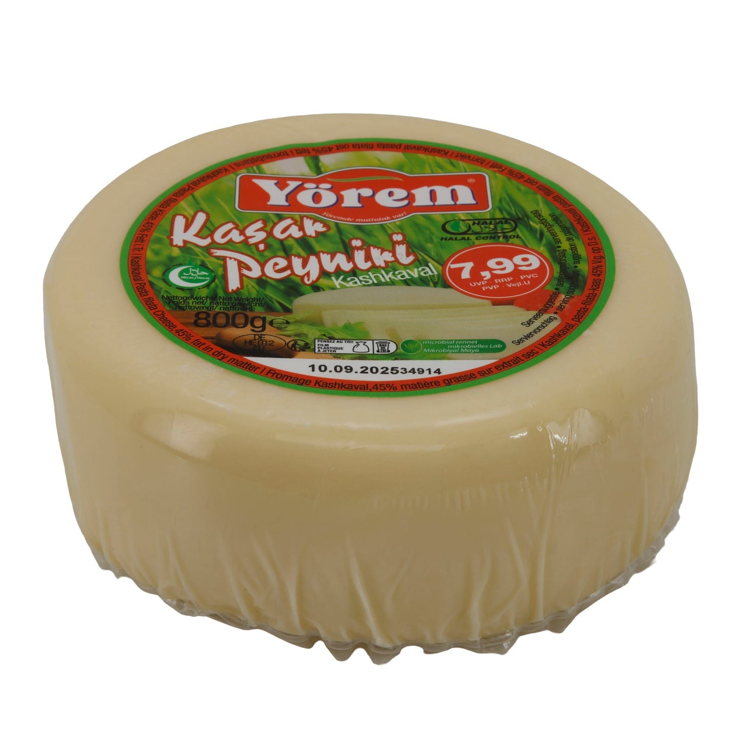 Käse Yörem Kaşar Peyniri | Halbfester türkischer Käse | 45 % Fett i. Tr. | 800 g YOEREM