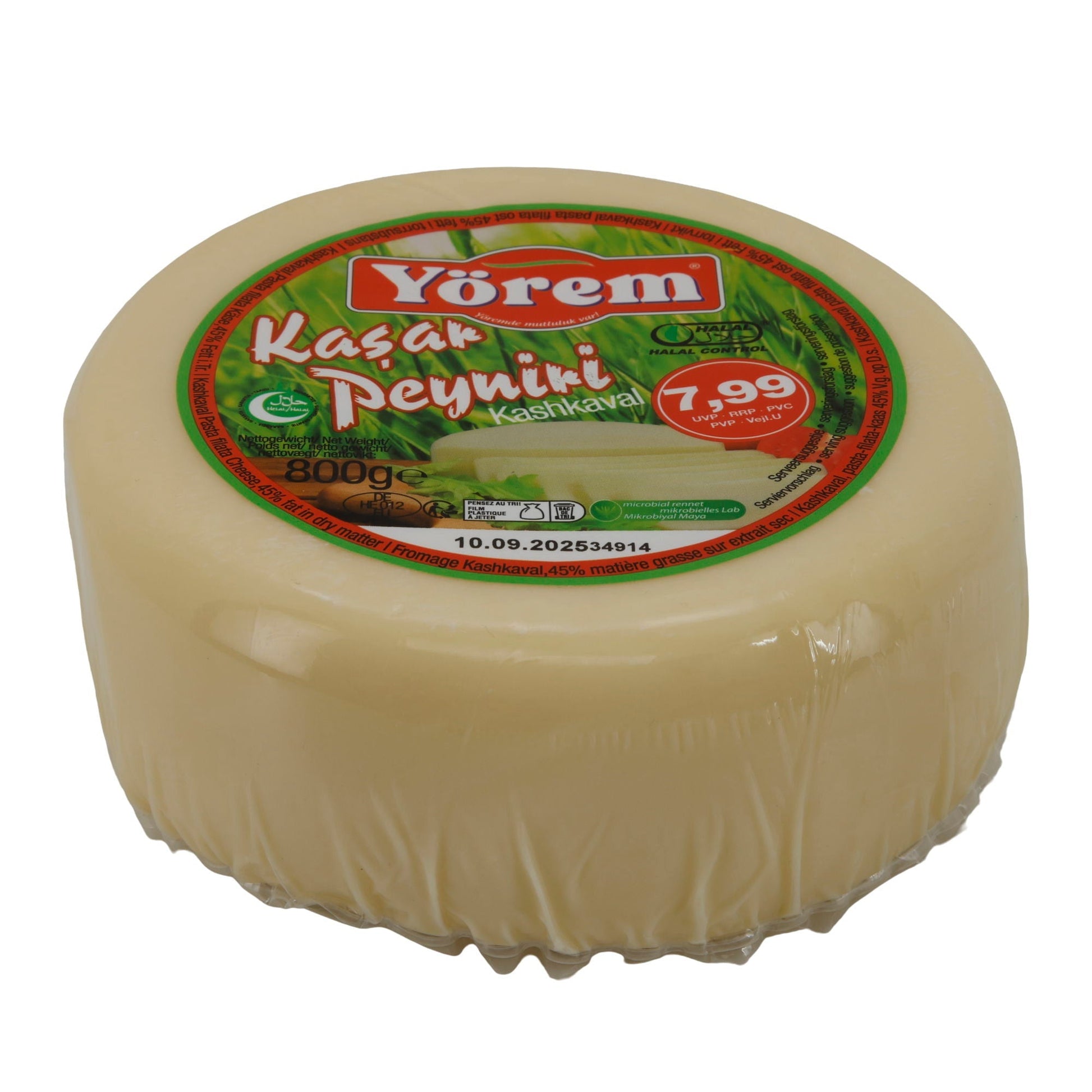 Käse Yörem Kaşar Peyniri | Halbfester türkischer Käse | 45 % Fett i. Tr. | 800 g YOEREM