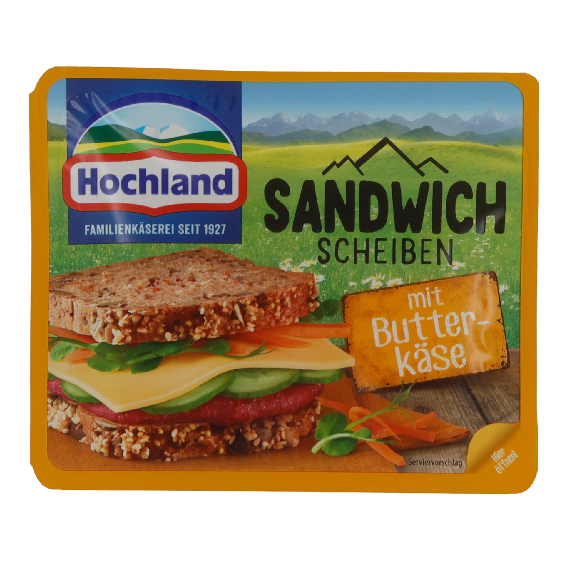 Käsescheiben Hochland Sandwich Scheiben mit Butterkäse | Cremig | Für Sandwiches und Snacks | 150 g HOCHLAND
