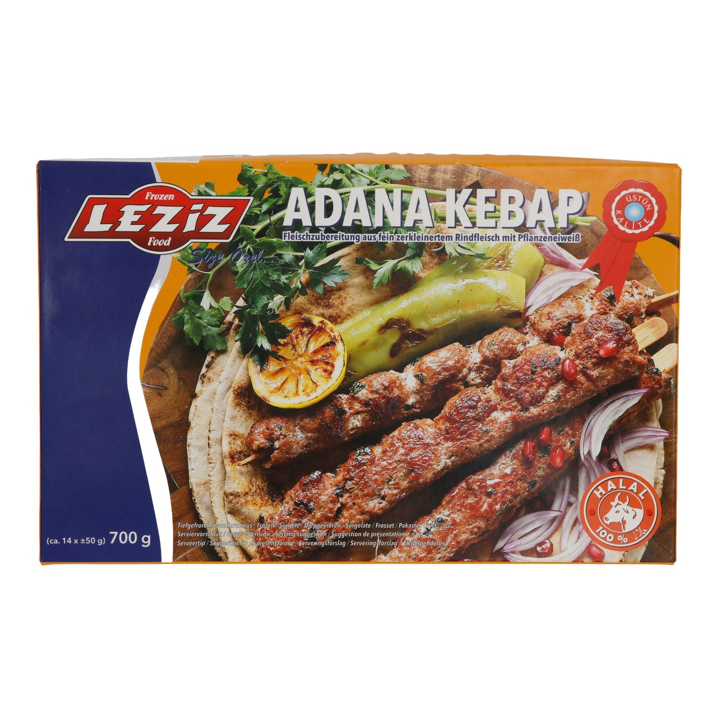 Kebab Leziz | Adana Kebap | Rindfleischspieße, tiefgefroren | 700 g