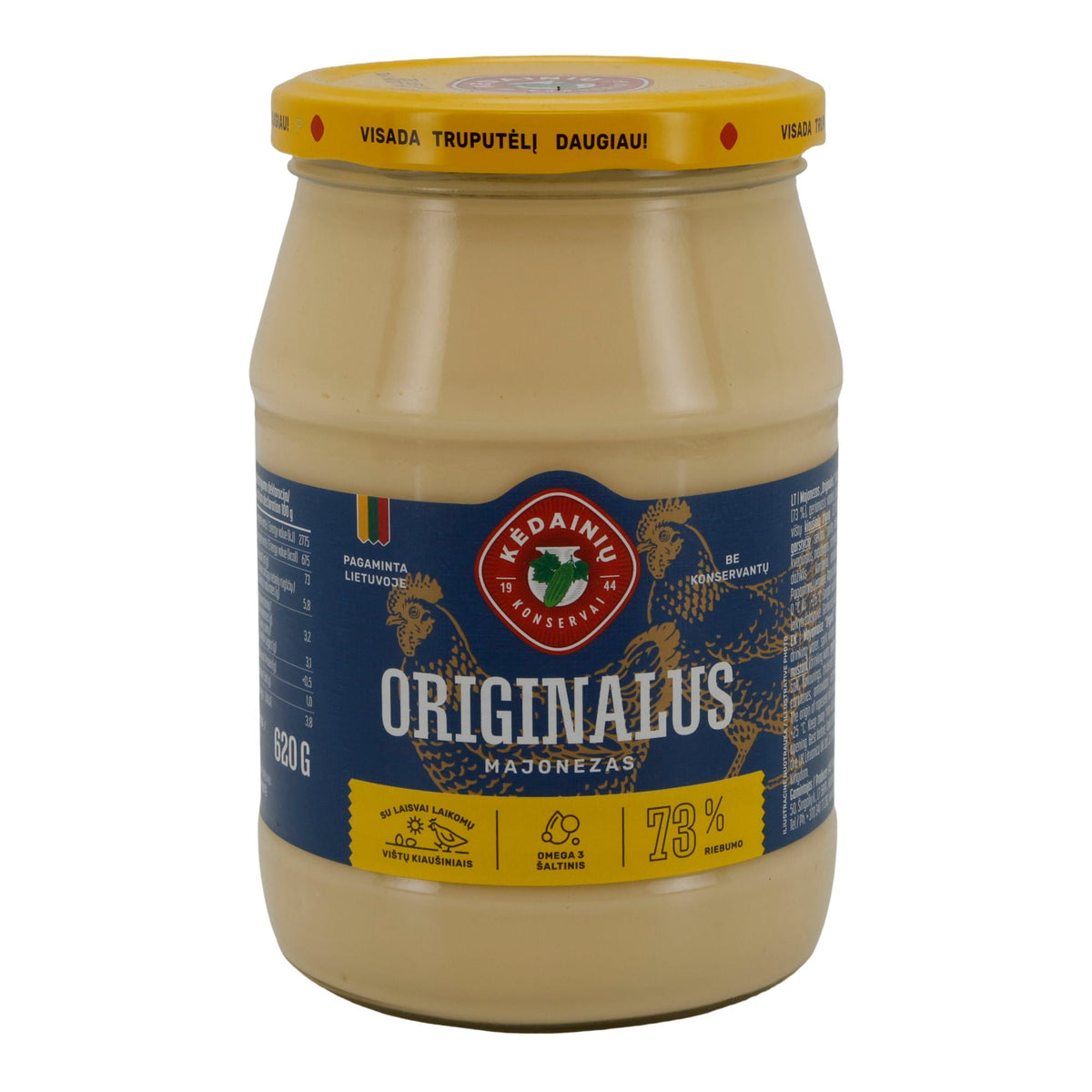 Kėdainių Originalus Mayonnaise | 73 % Fett | Litauische Salatmayonnaise | 620 g Glas