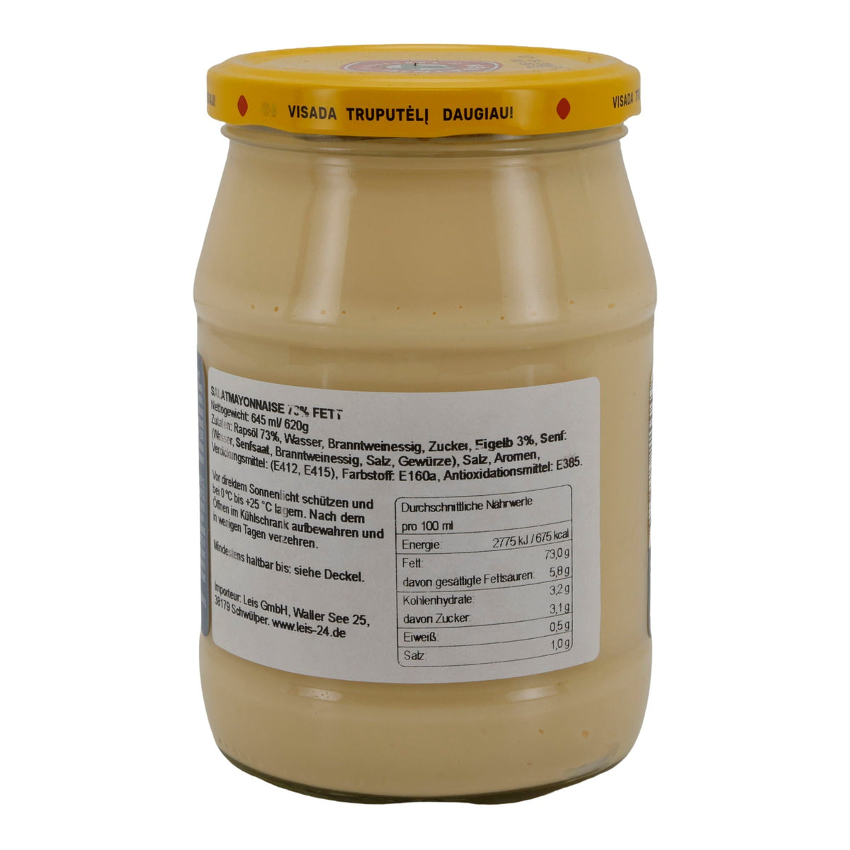 Kėdainių Originalus Mayonnaise | 73 % Fett | Litauische Salatmayonnaise | 620 g Glas