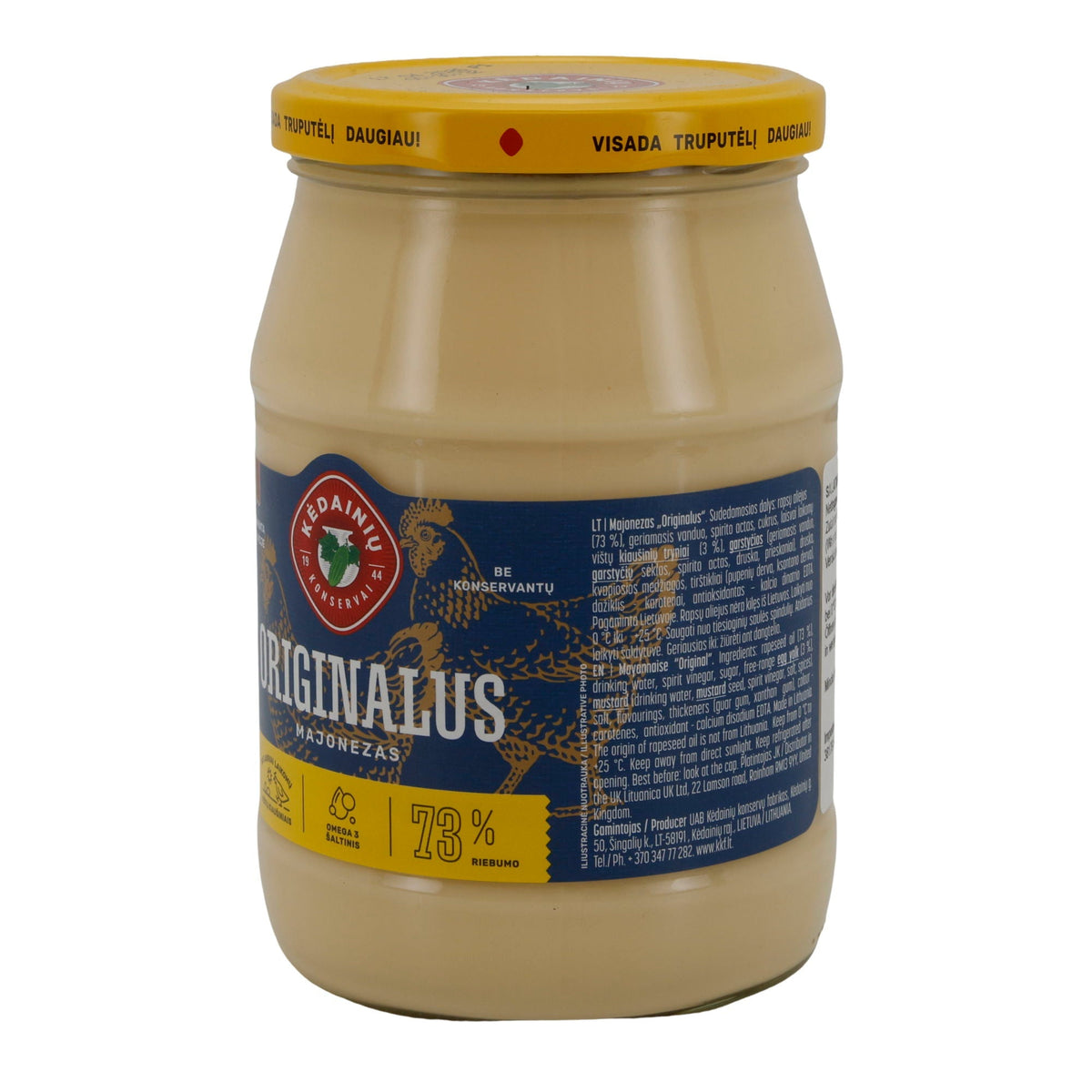 Kėdainių Originalus Mayonnaise | 73 % Fett | Litauische Salatmayonnaise | 620 g Glas