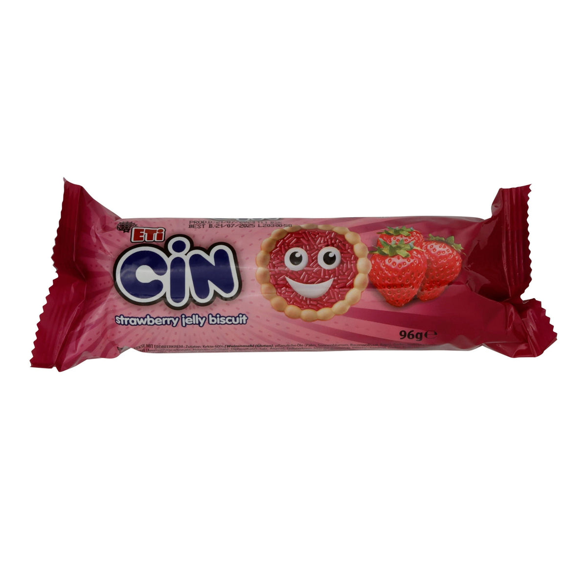 Kekse Eti | Cin | Knusprig, mit fruchtigem Erdbeer-Gelee | 96 g ETI