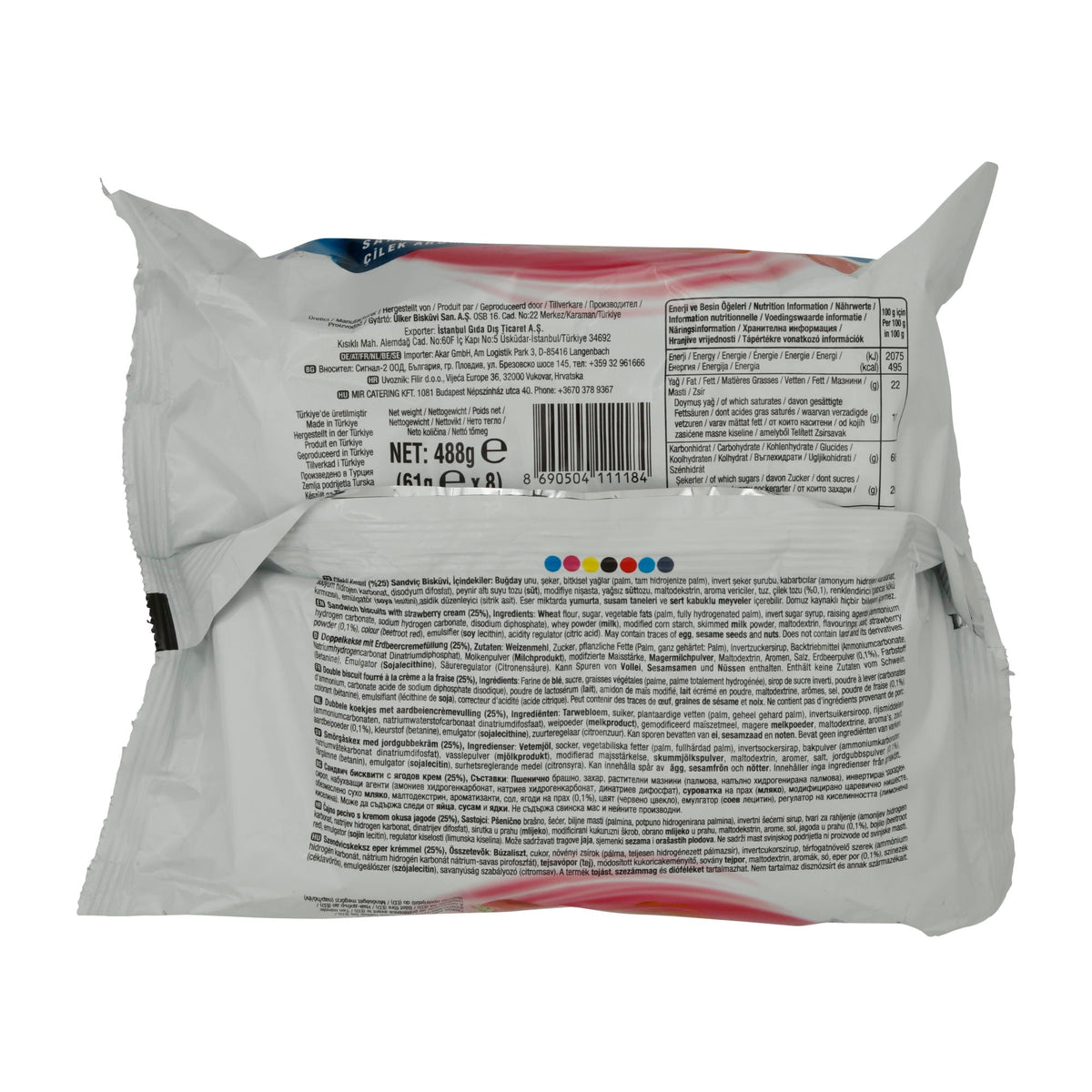 Kekse Ülker | Kremalı Erdbeer-Sandwichkekse | Knusprige Kekse mit fruchtiger Erdbeercreme | 8er Pack – 488 g UELKER
