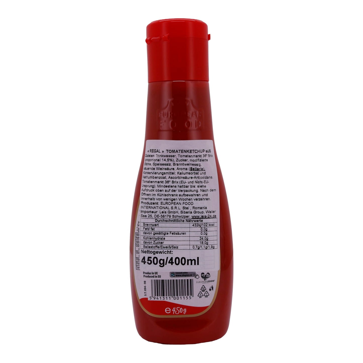 Ketchup Regal | Zoet | Zoete tomatenketchup, hoogwaardige ingrediënten | 450 g