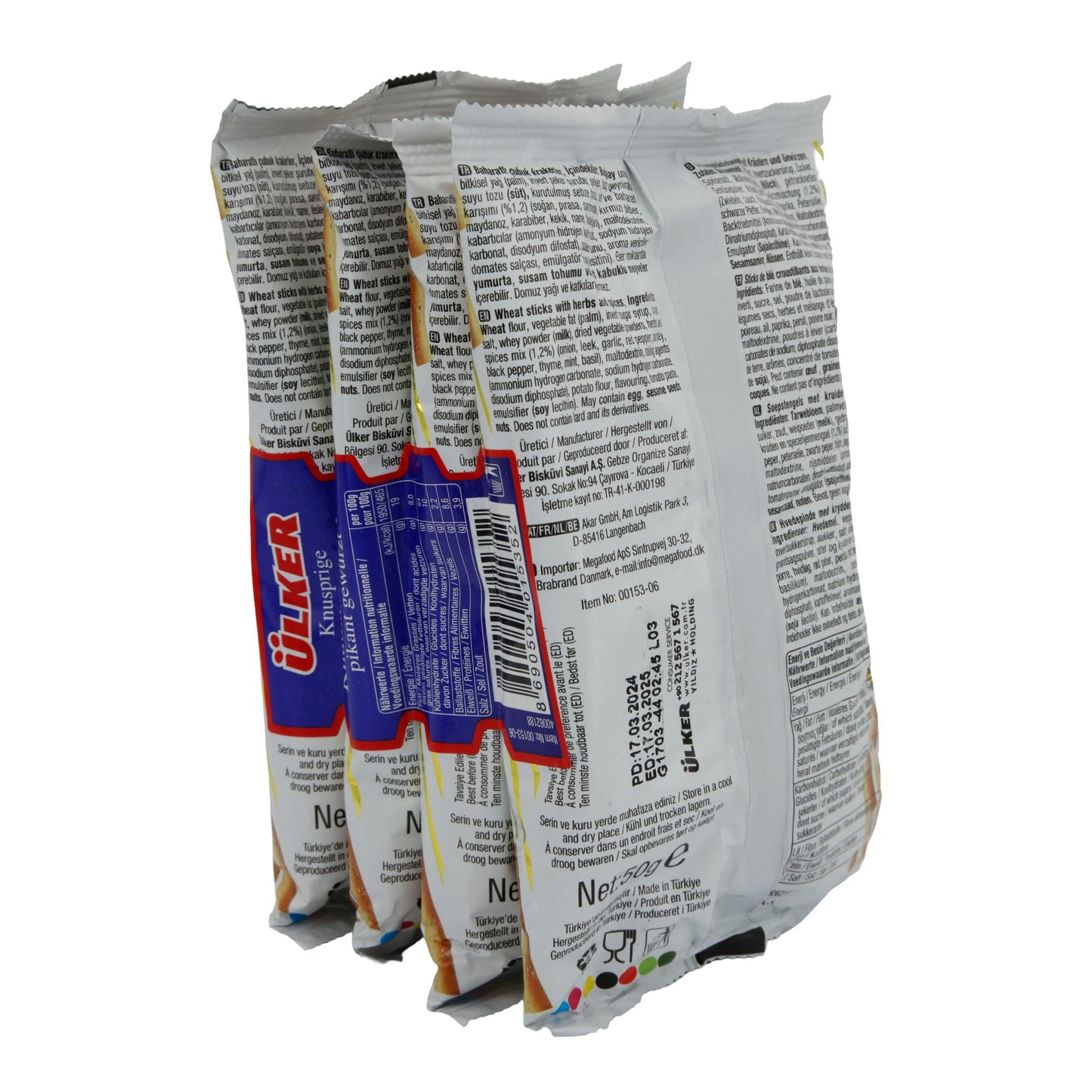 Bastoncini croccanti Ülker | Mediterranos | Speziati piccanti | 200 g