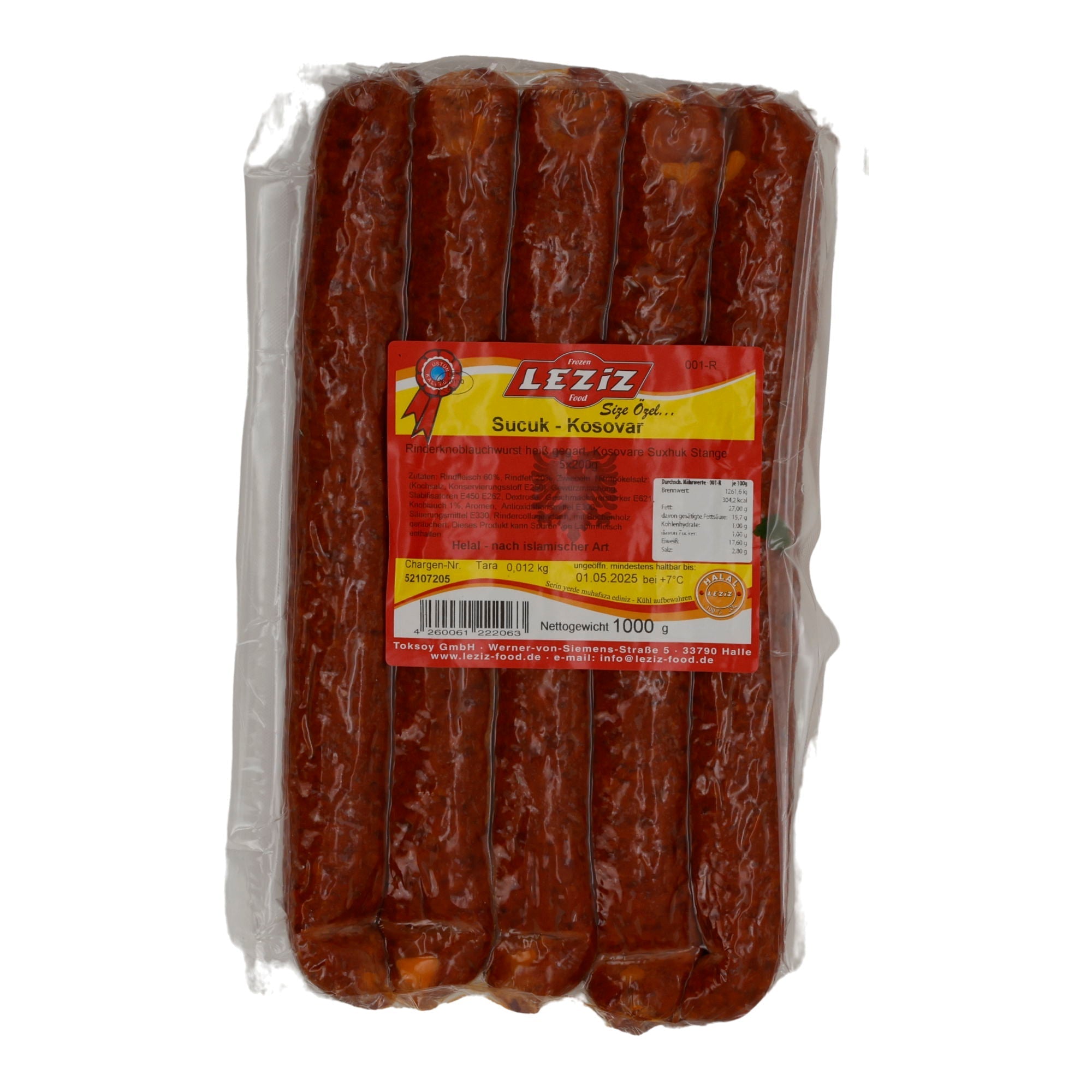 Knoblauchwurst Leziz | Sucuk Kosovár | Traditionell, Rind | 1000 g LEZIZ