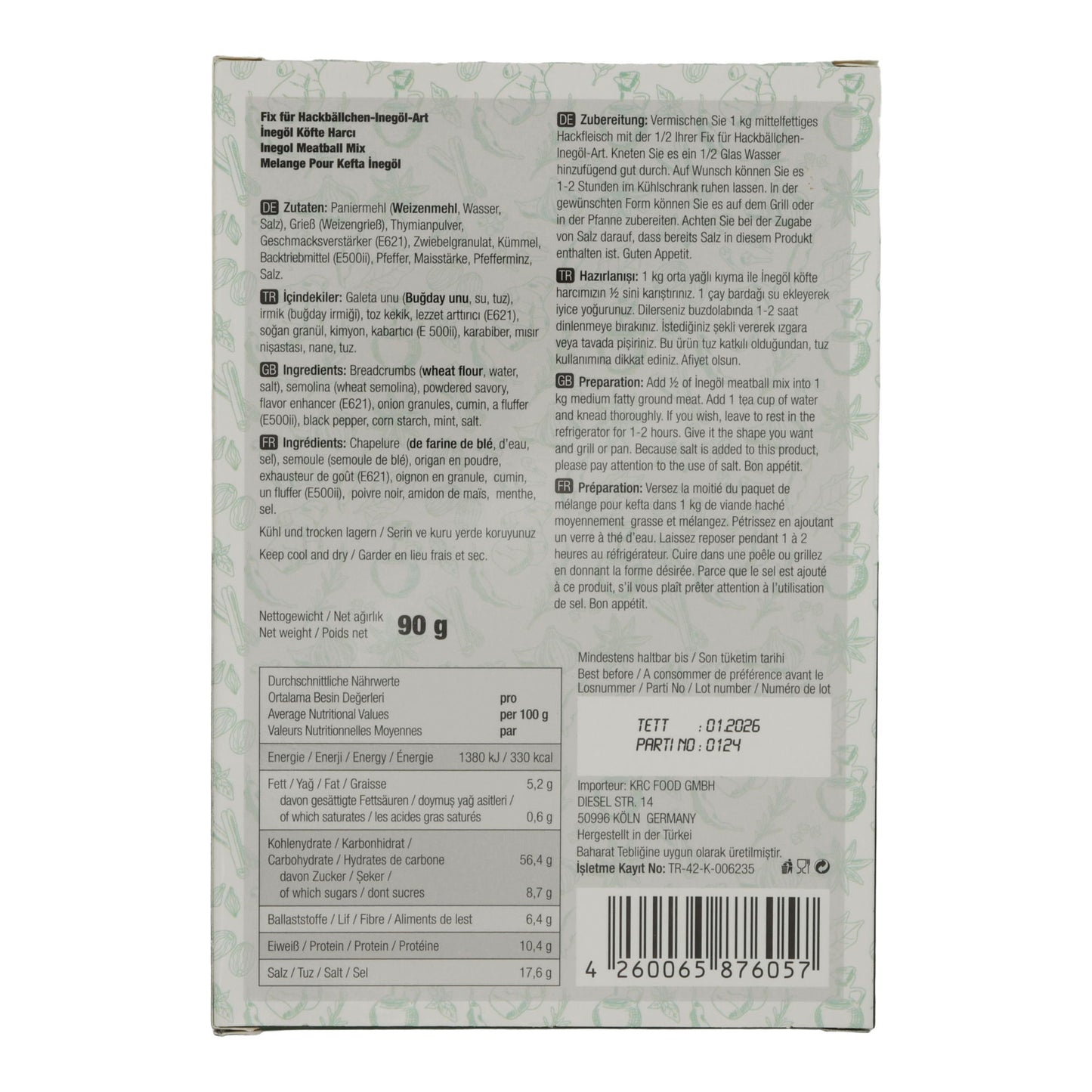 Köfte Harcı Öz Antep | İnegöl | Miscela di spezie per polpette | 90g