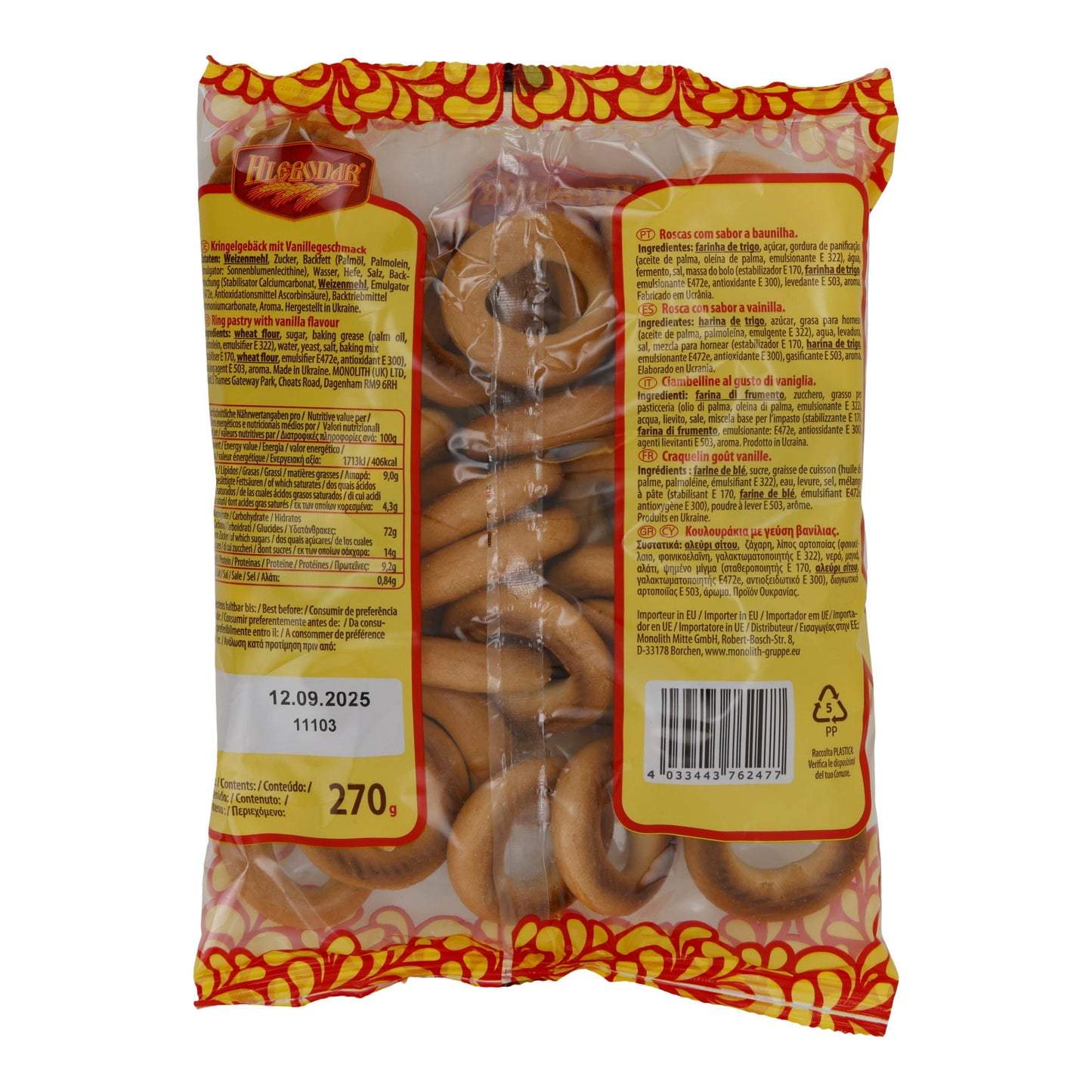 Kringelgebäck | Vanille | knusprige Ringe mit feinem Vanillearoma | 270 g