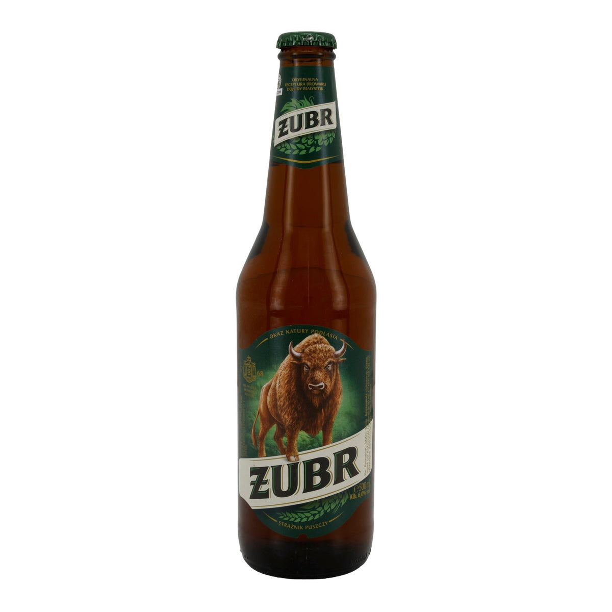 Lagerbier Żubr | Polnisches Bier | mit Bison-Motiv | 500 ml Flasche