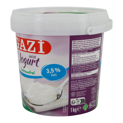Laktosefreier Joghurt Gazi Naturjoghurt | Cremiger Joghurt mit 3,5 % Fett | 1 kg - Taste Your World