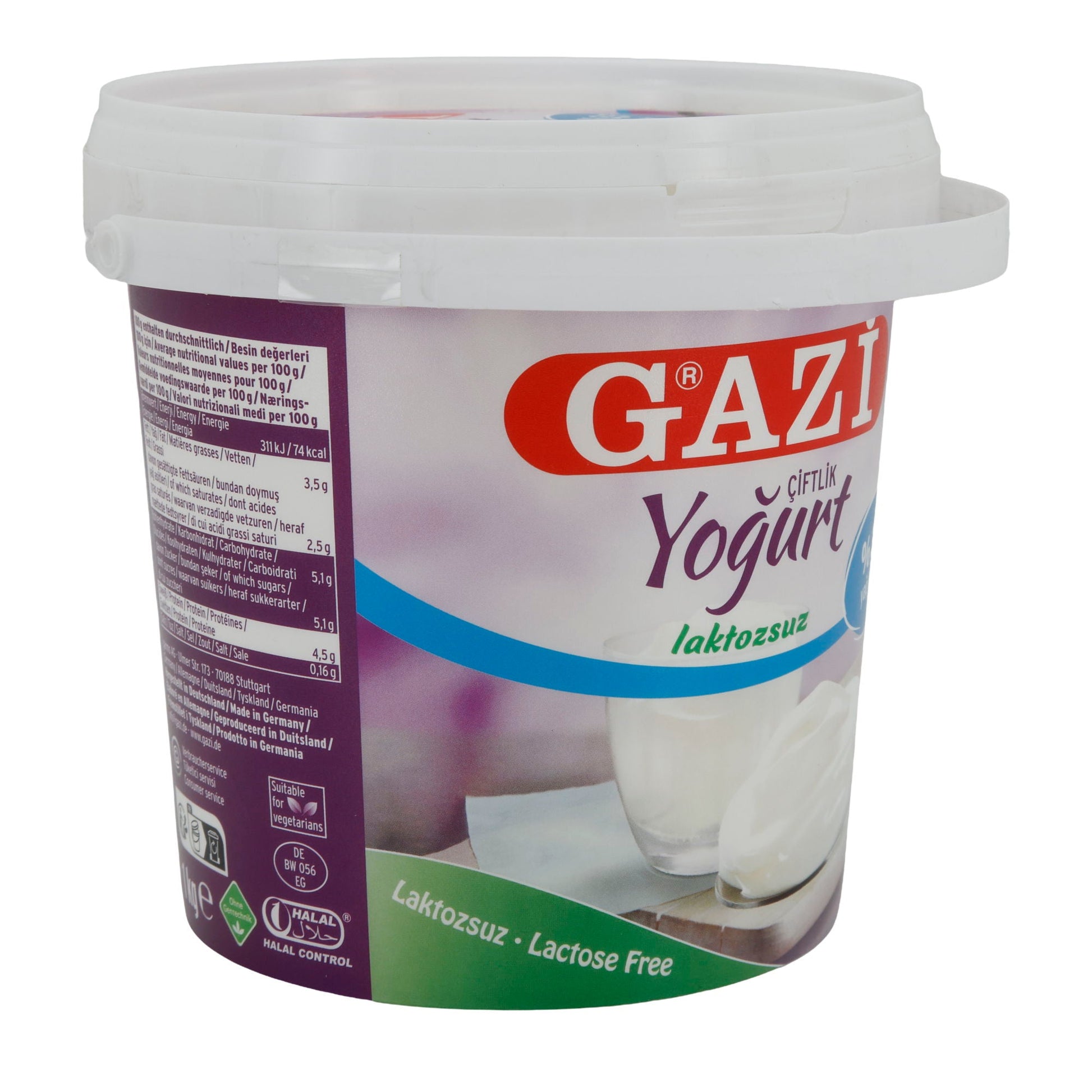 Laktosefreier Joghurt Gazi Naturjoghurt | Cremiger Joghurt mit 3,5 % Fett | 1 kg - Taste Your World