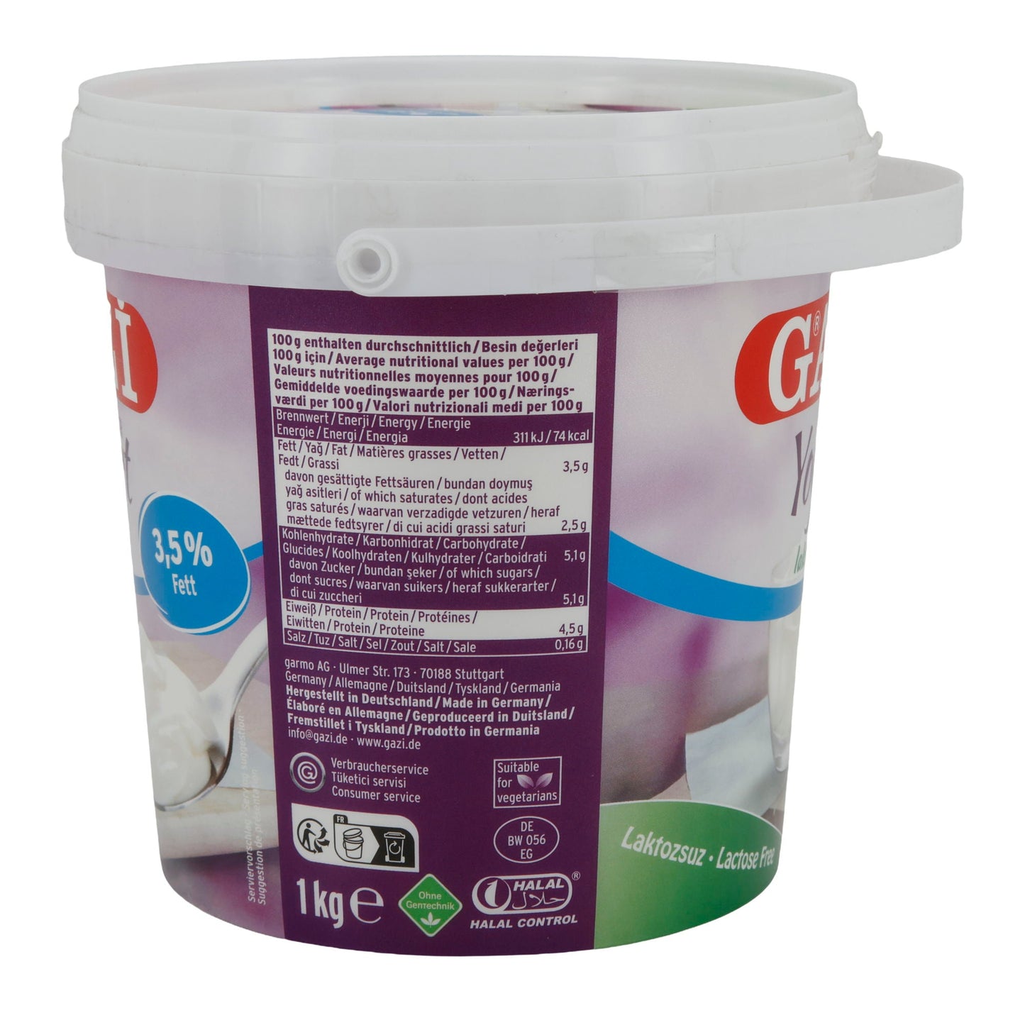 Laktosefreier Joghurt Gazi Naturjoghurt | Cremiger Joghurt mit 3,5 % Fett | 1 kg - Taste Your World
