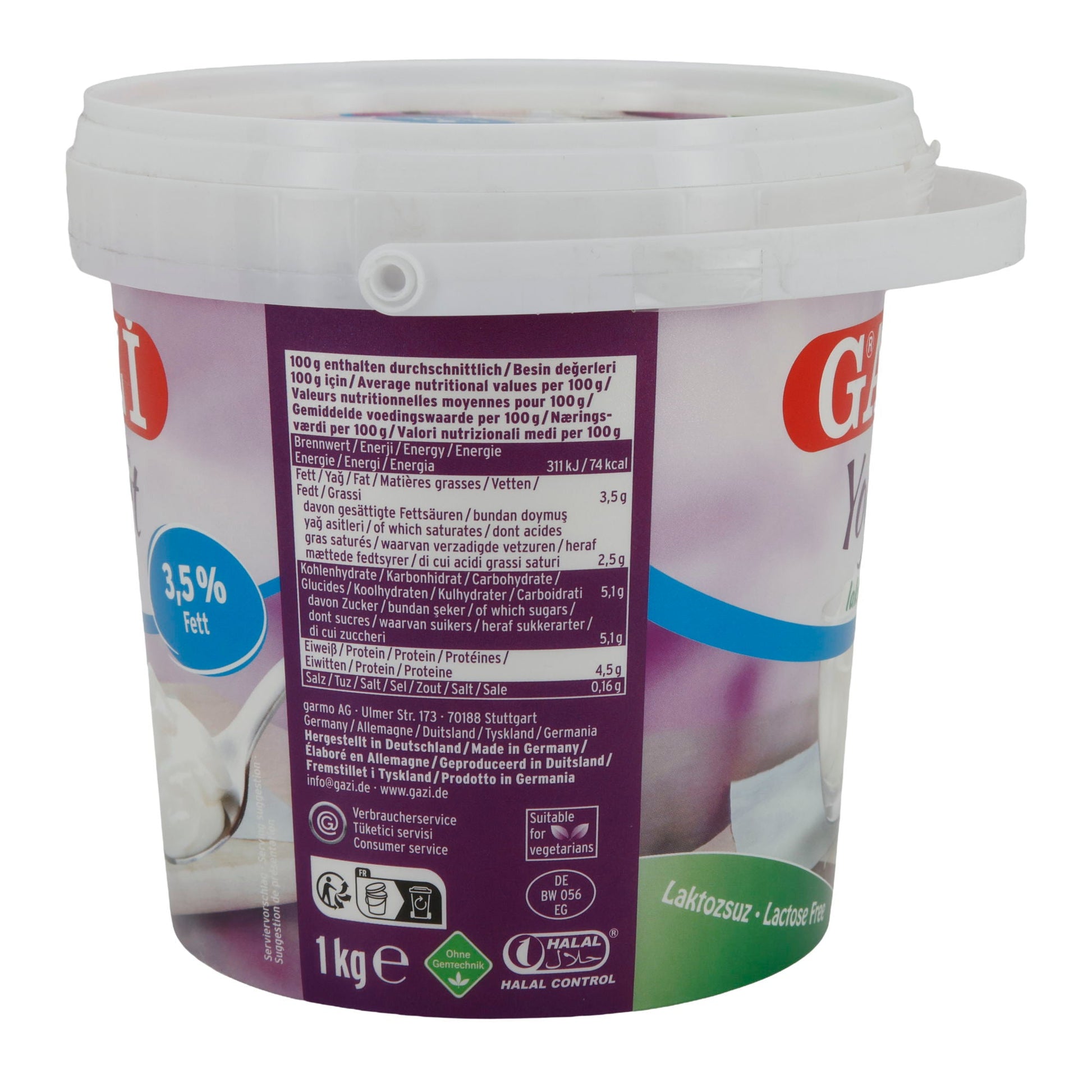 Laktosefreier Joghurt Gazi Naturjoghurt | Cremiger Joghurt mit 3,5 % Fett | 1 kg - Taste Your World