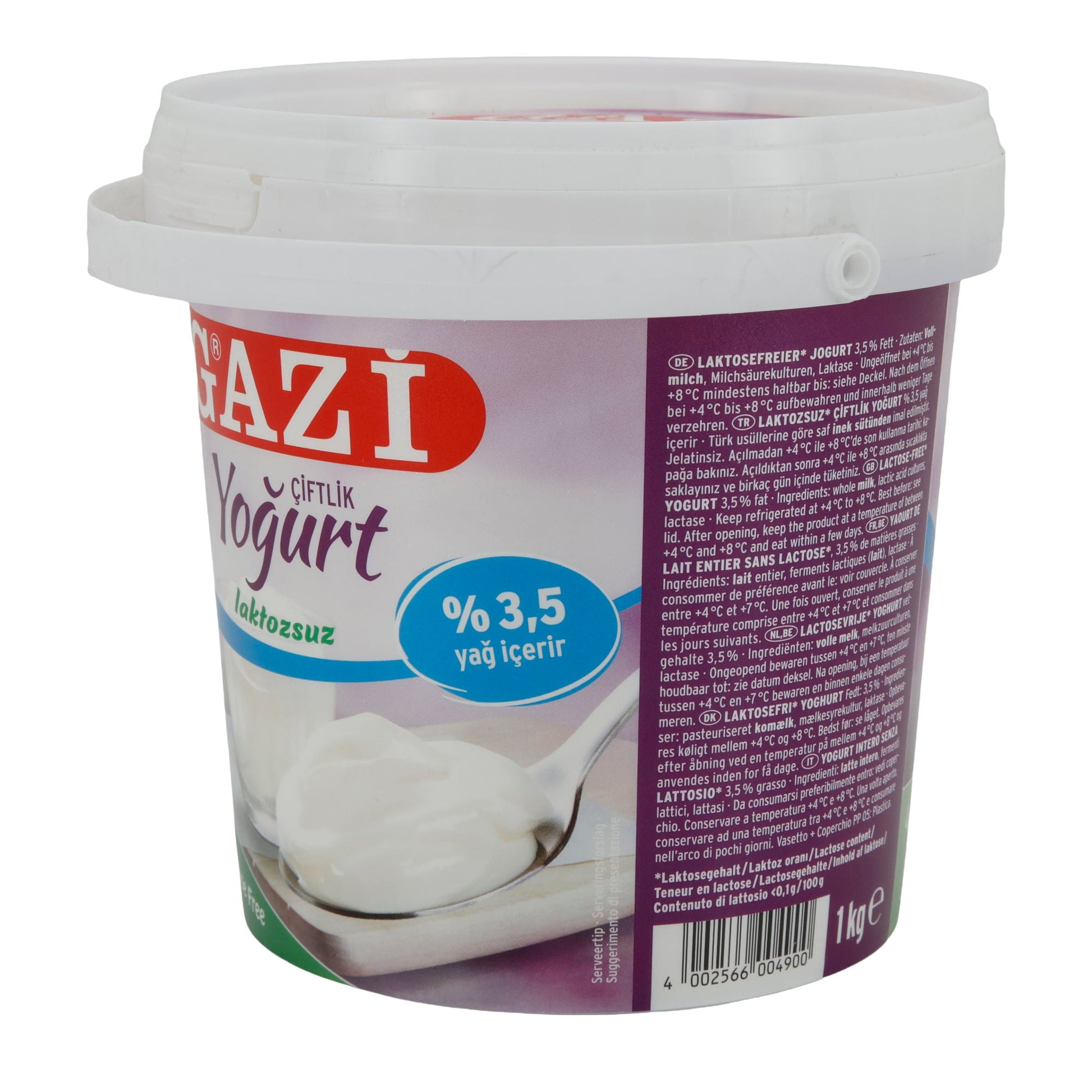 Laktosefreier Joghurt Gazi Naturjoghurt | Cremiger Joghurt mit 3,5 % Fett | 1 kg - Taste Your World