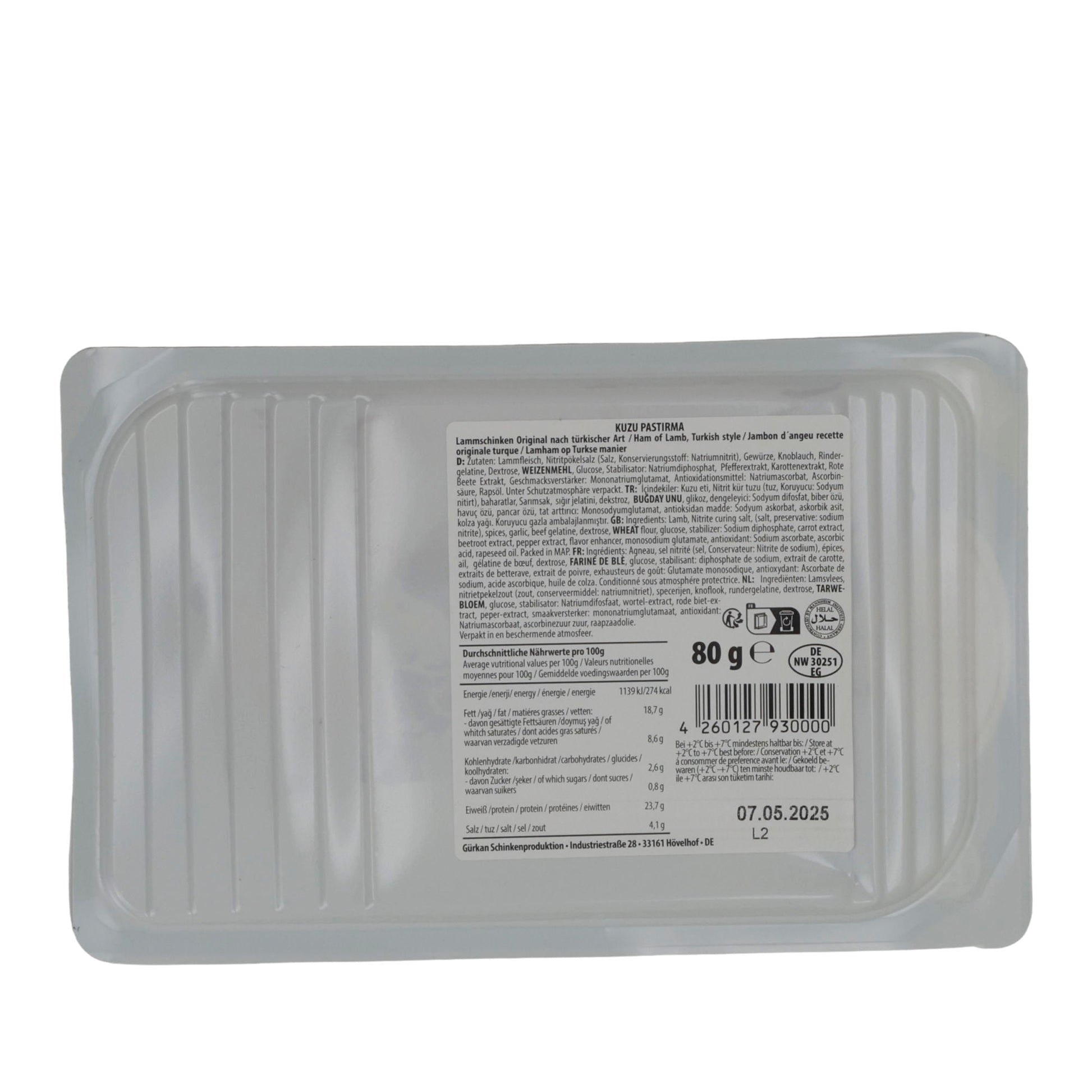 Lammschinken Gürkan Kuzu Pastirma | Traditionell | Türkischer Lammschinken | 80 g GUERKAN